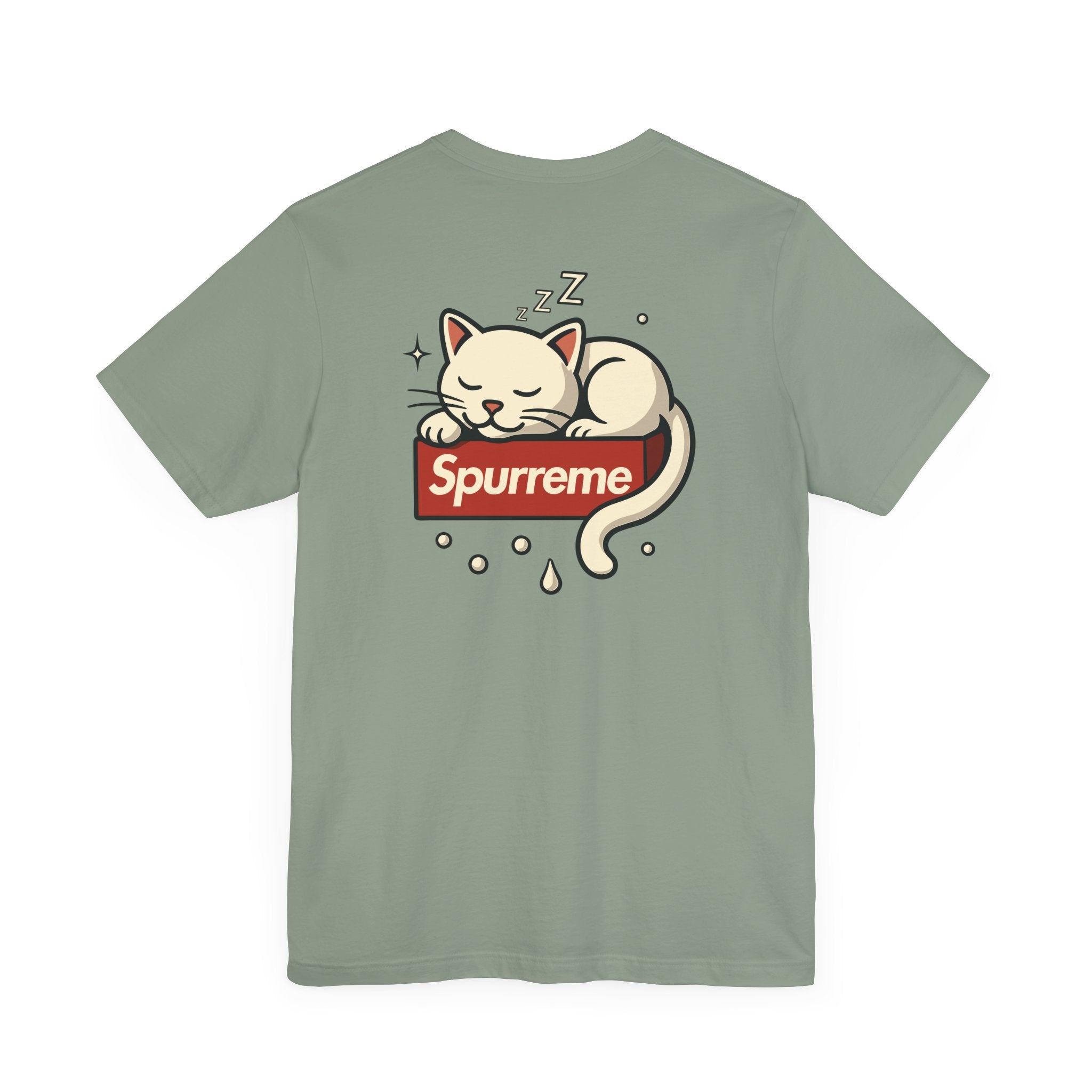 Sage t shirt back flat lay ladies cat tee