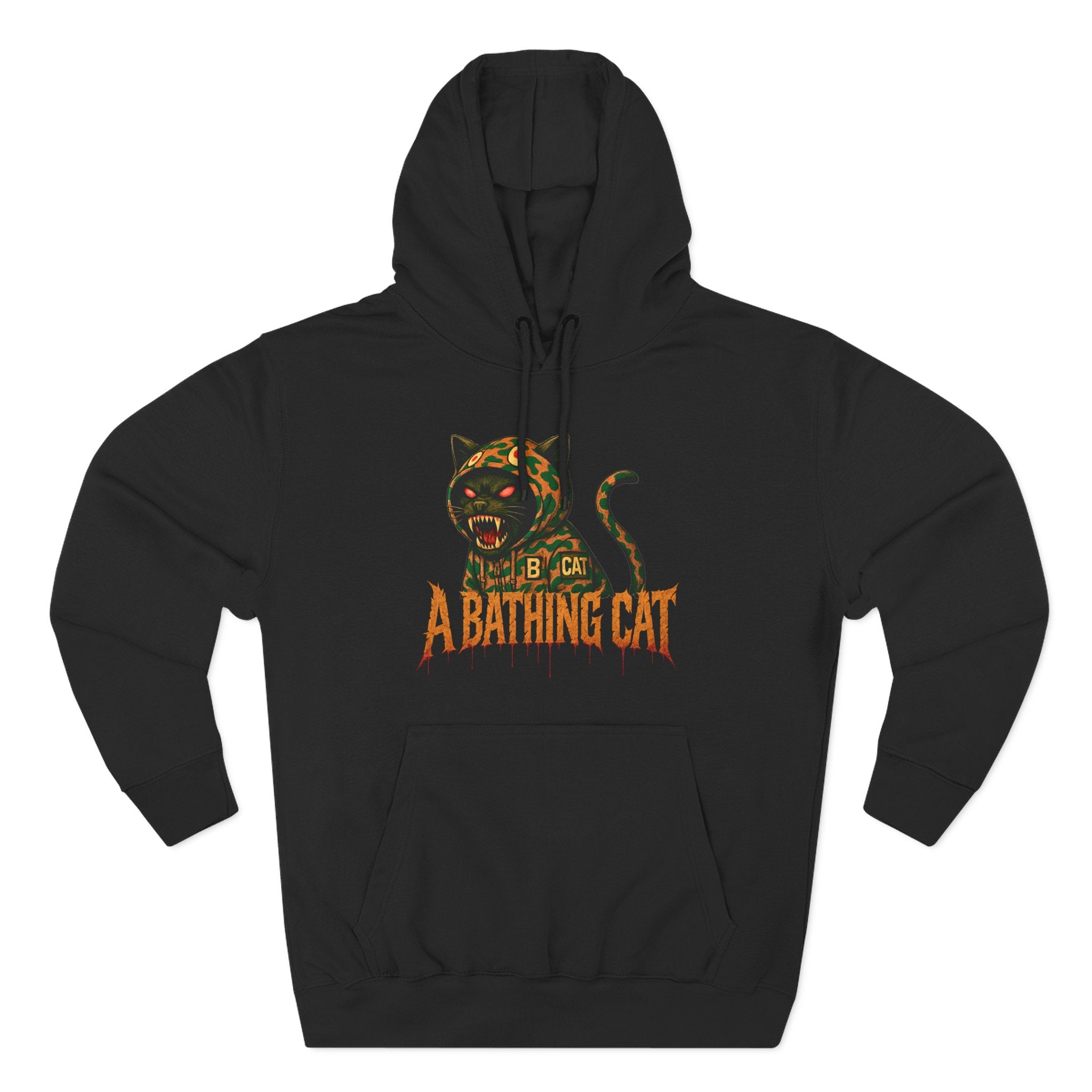 A Bathing Cat Design Jungle Predator Graphic Black Hoodie