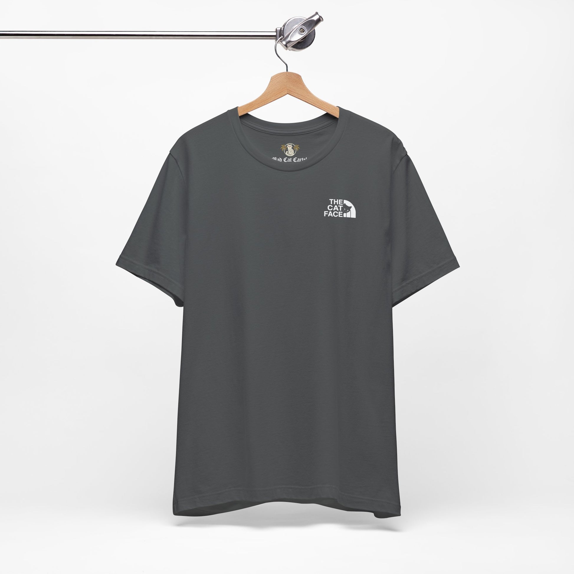 Cat lady t shirt asphalt gray flat lay hanger