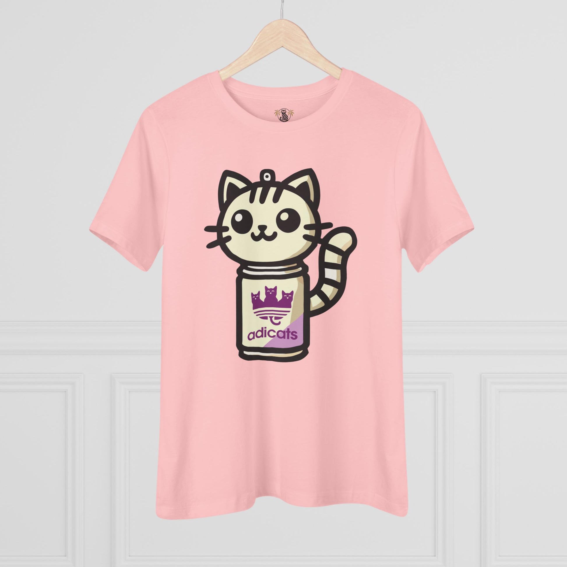 Pink cat lover shirt hanging front view