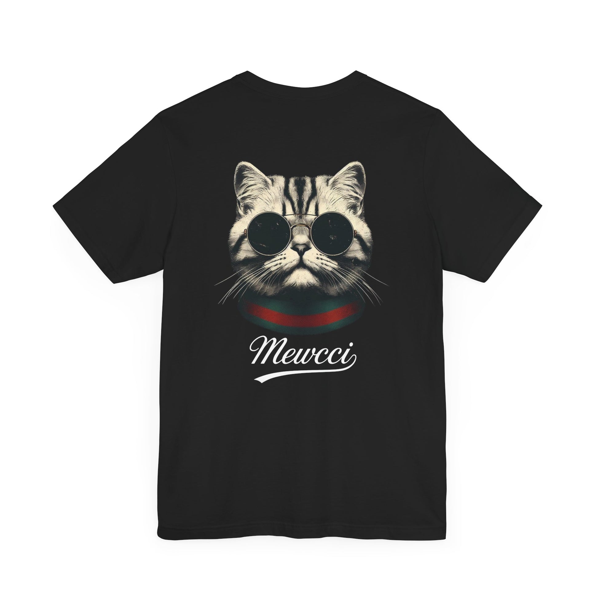 Back of black Mewcci Statement Cat Graphic T Shirt – cool shirts with cats on them