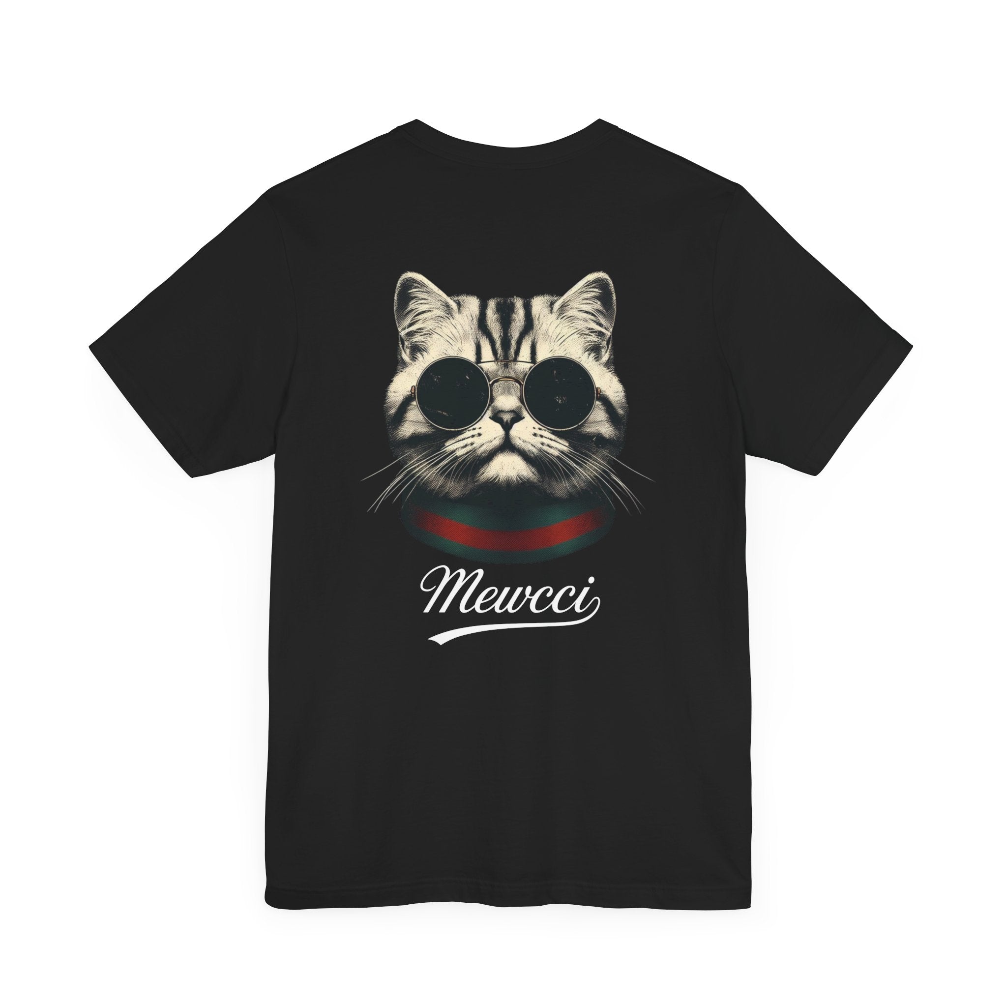 Back of black Mewcci Statement Cat Graphic T Shirt – cool shirts with cats on them