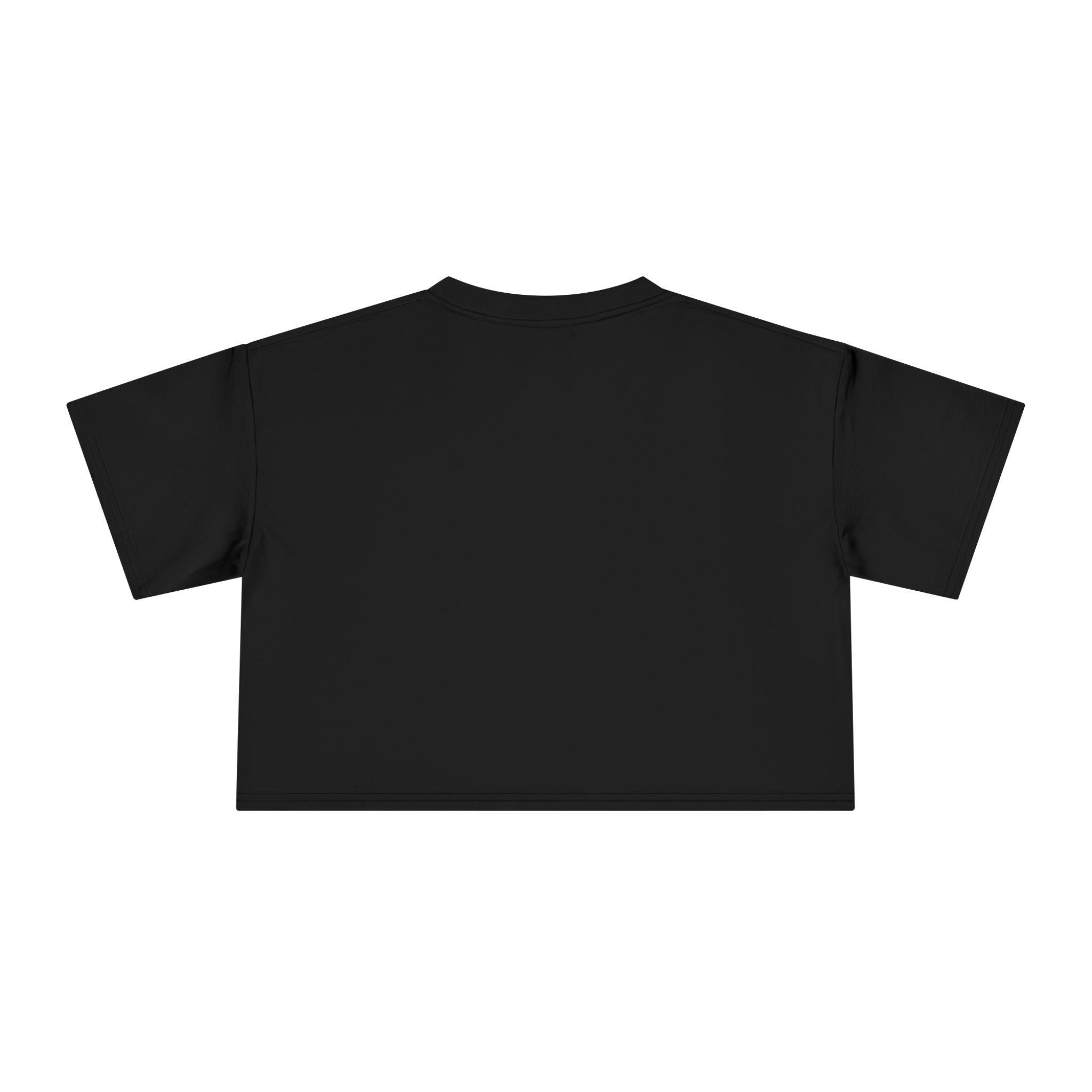 black Pawlenciaga crop top, back view, casual crop tee for women