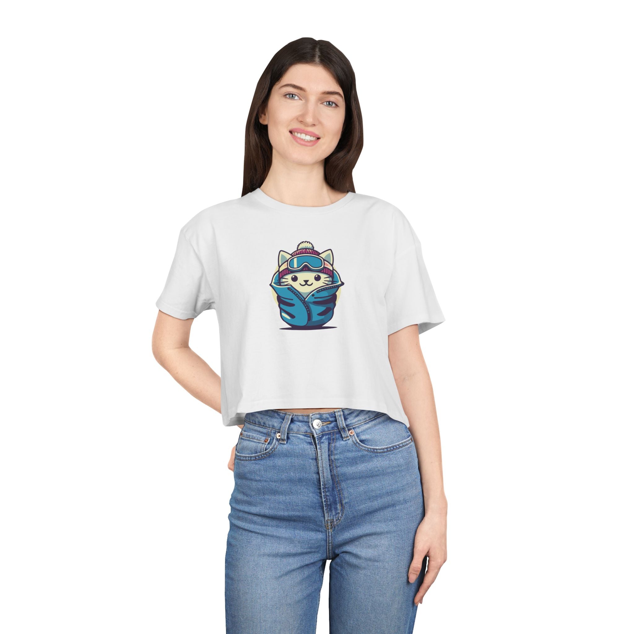 The Cat Face Apres Ski Kitty Women's Crop T Shirt