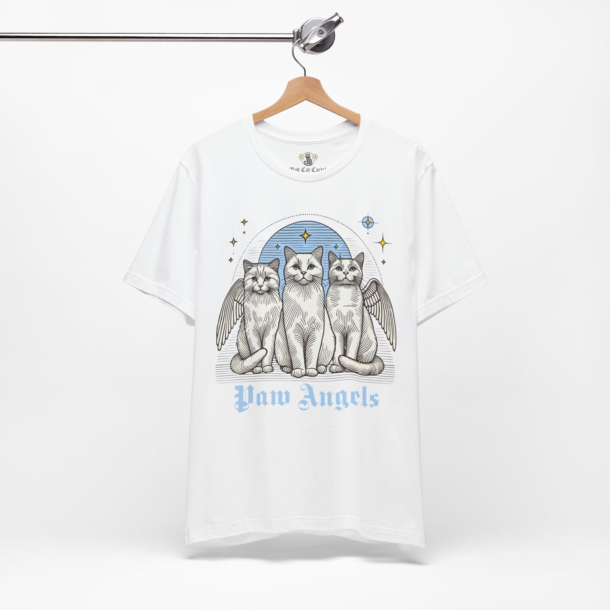 White Paw Angels Holy Trinity t shirt with framed cats – cat on a shirt