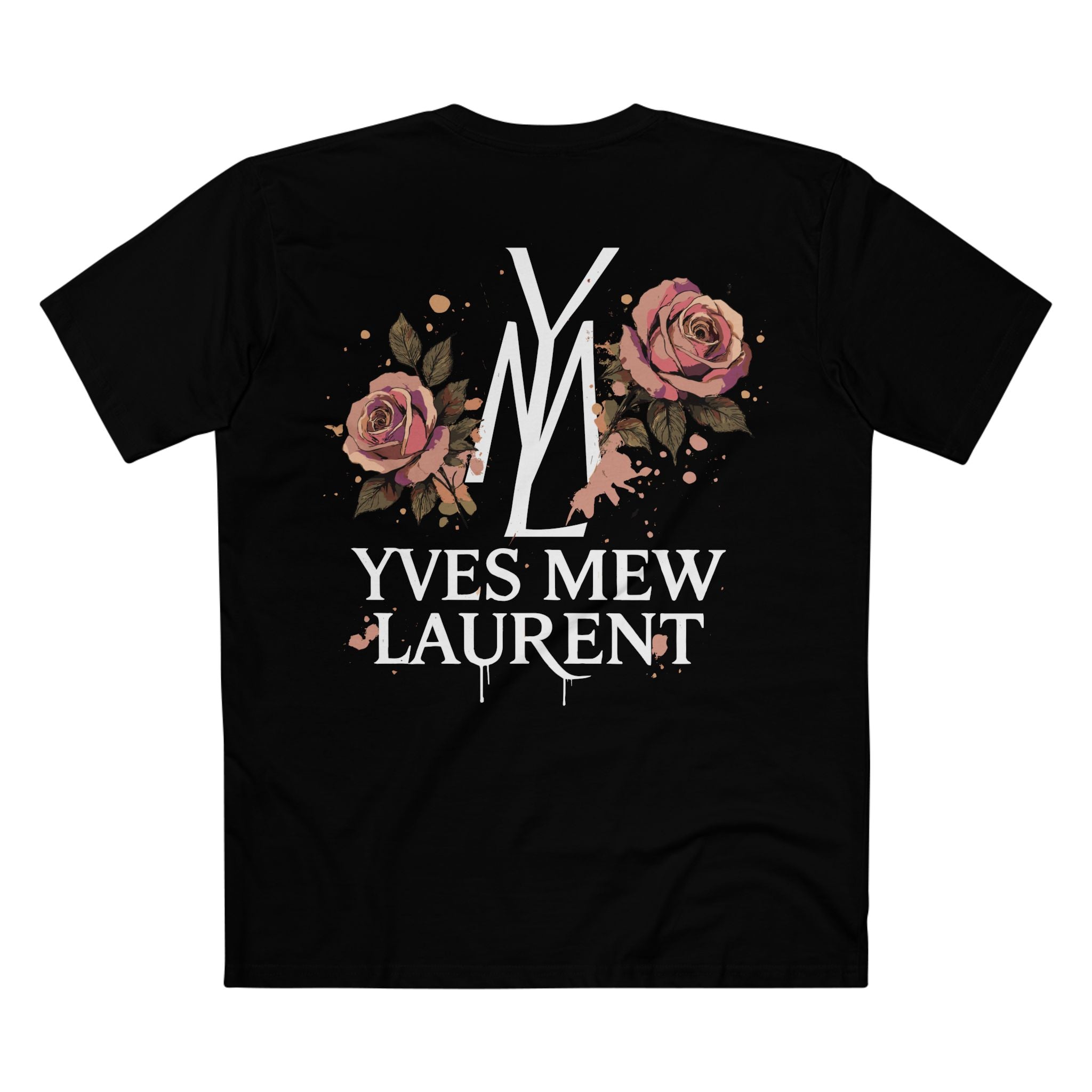 Black men's cat shirt back view floral print