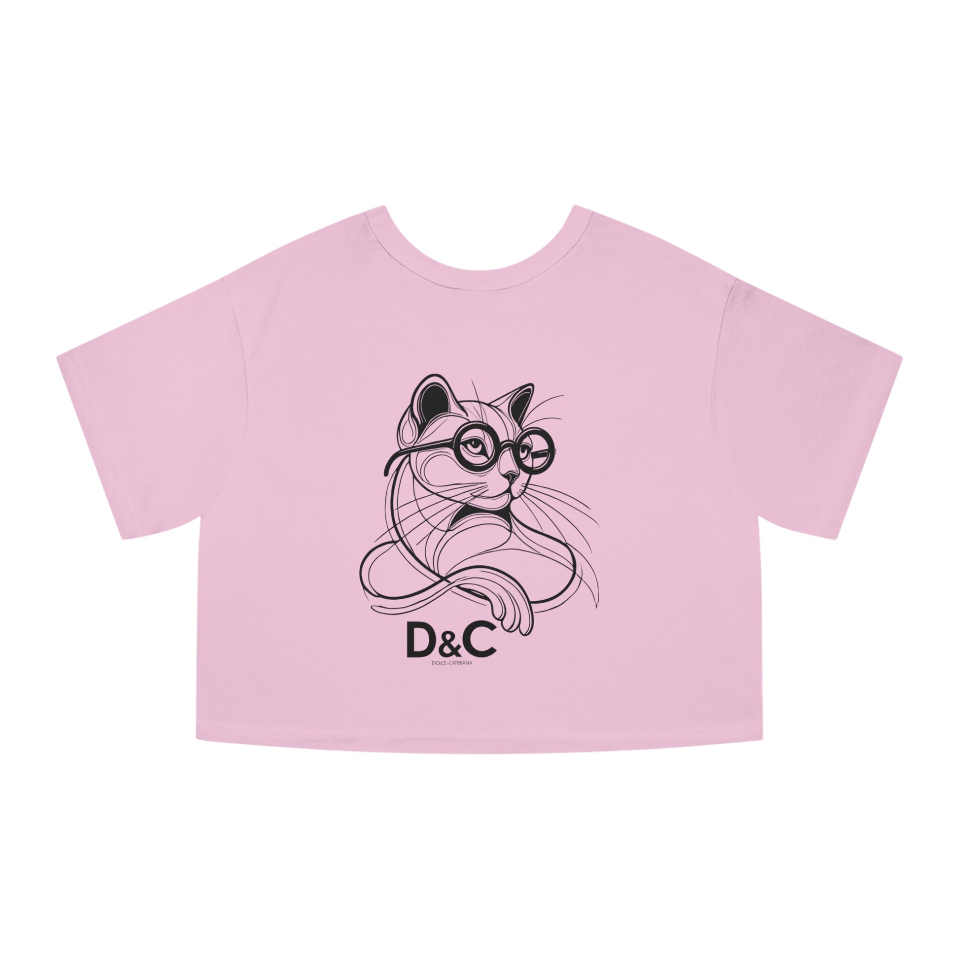 Pink ladies cropped cat t shirt back graphic design