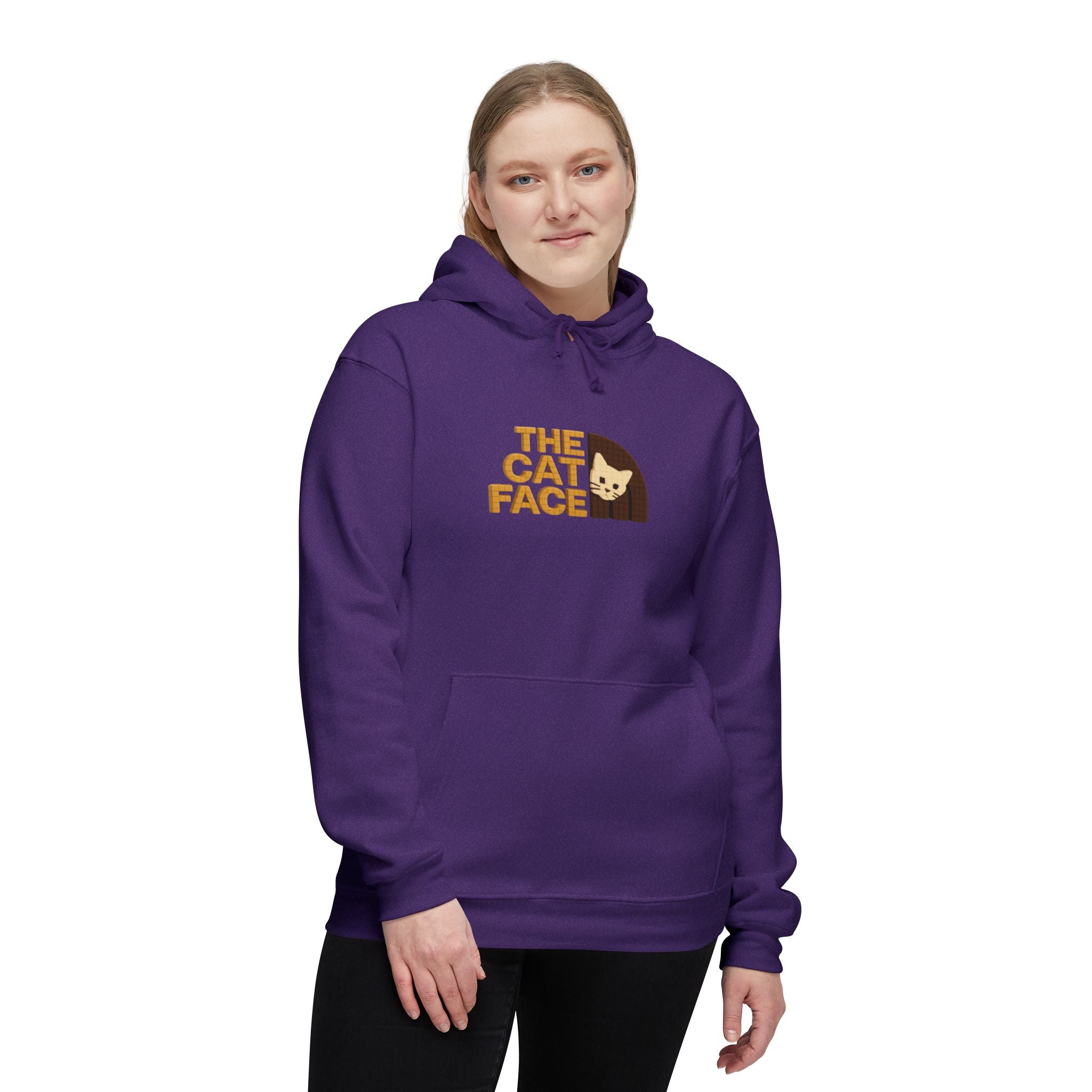 The Cat Face 3D Wool Block Chest Logo & Back Cat Graphic Hoodie