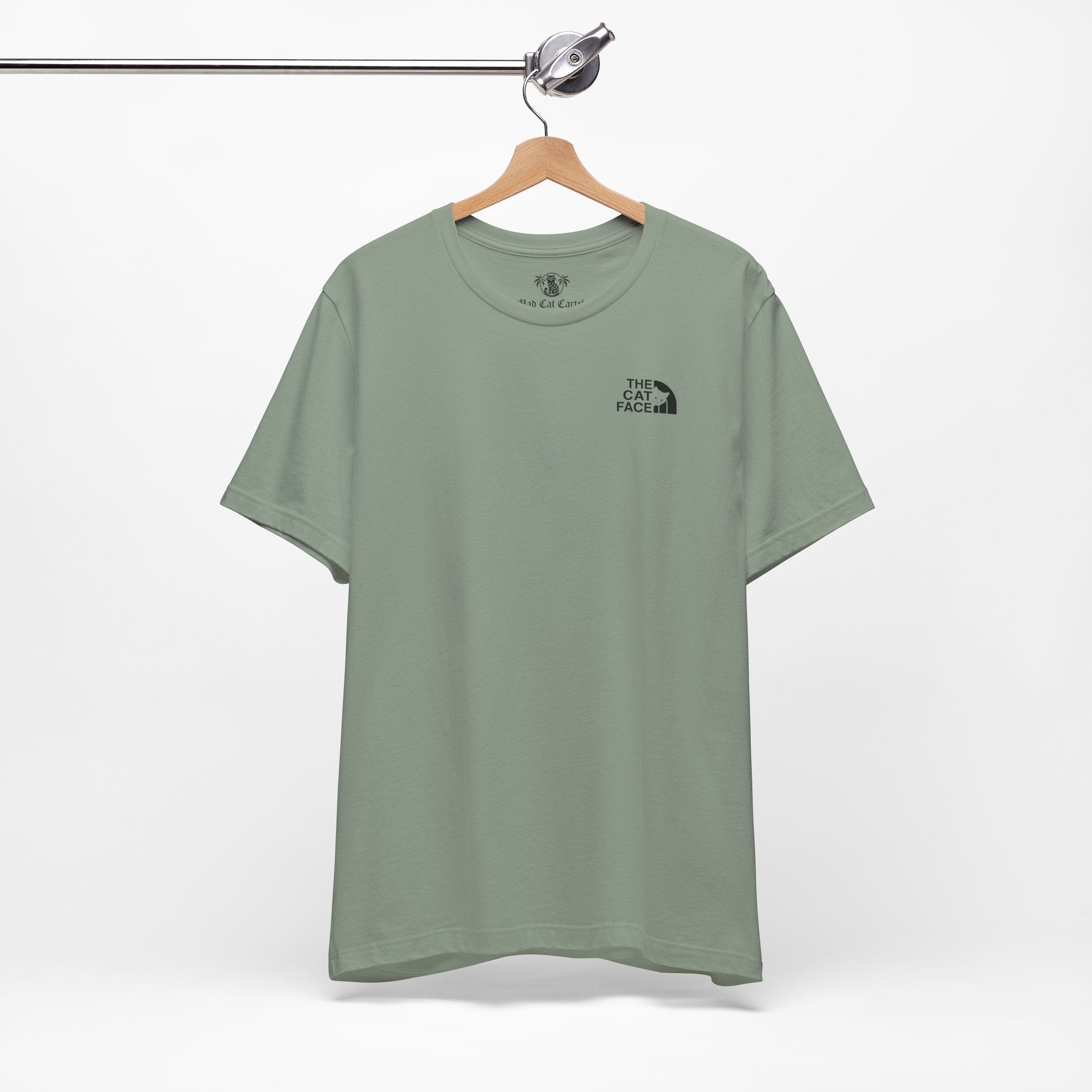 Cat lady t shirt sage green on hanger