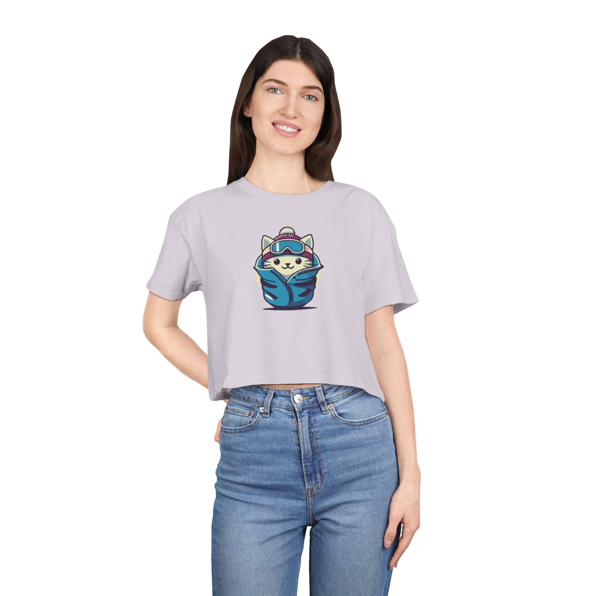 The Cat Face Apres Ski Kitty Women's Crop T Shirt