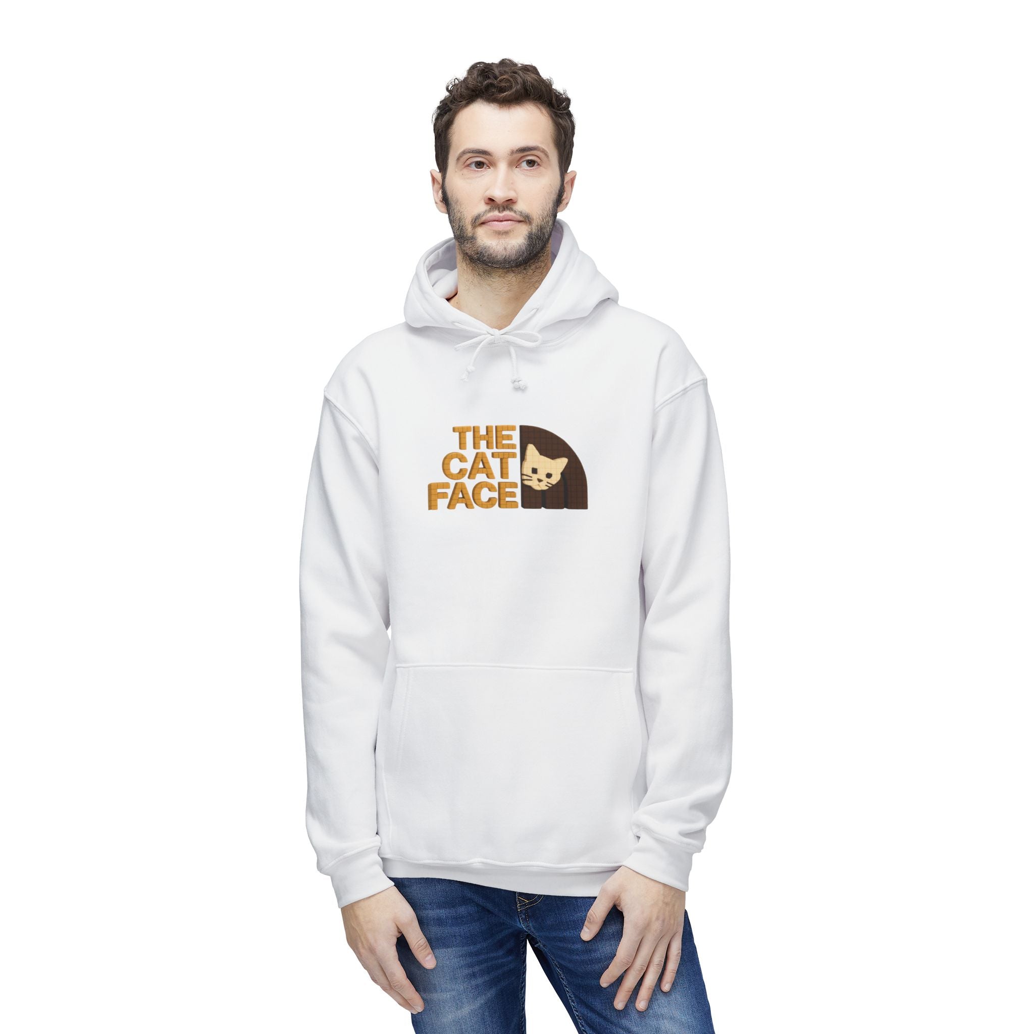 The Cat Face 3D Wool Block Chest Logo & Back Cat Graphic Hoodie