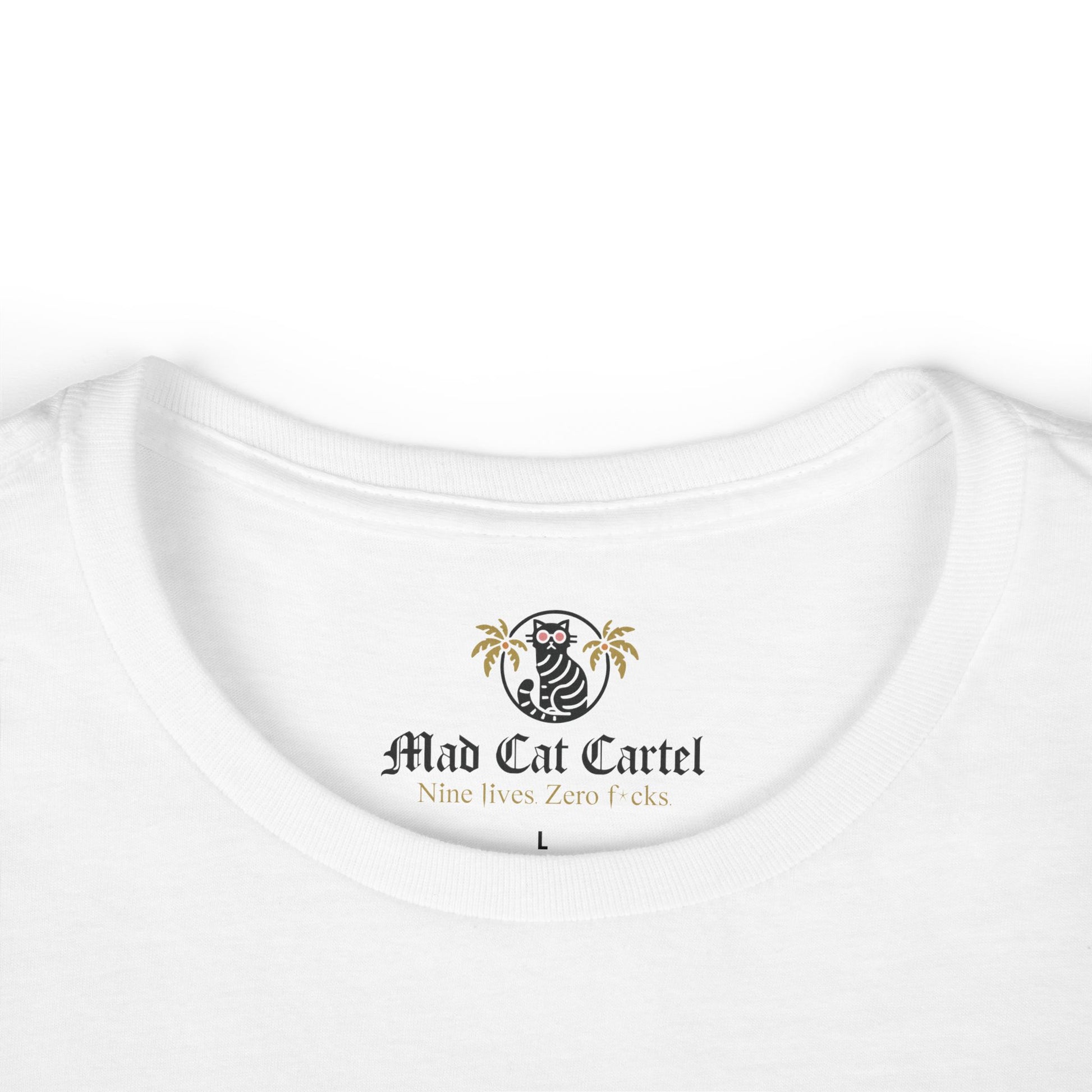 White t shirts with cats on them folded neckline detail