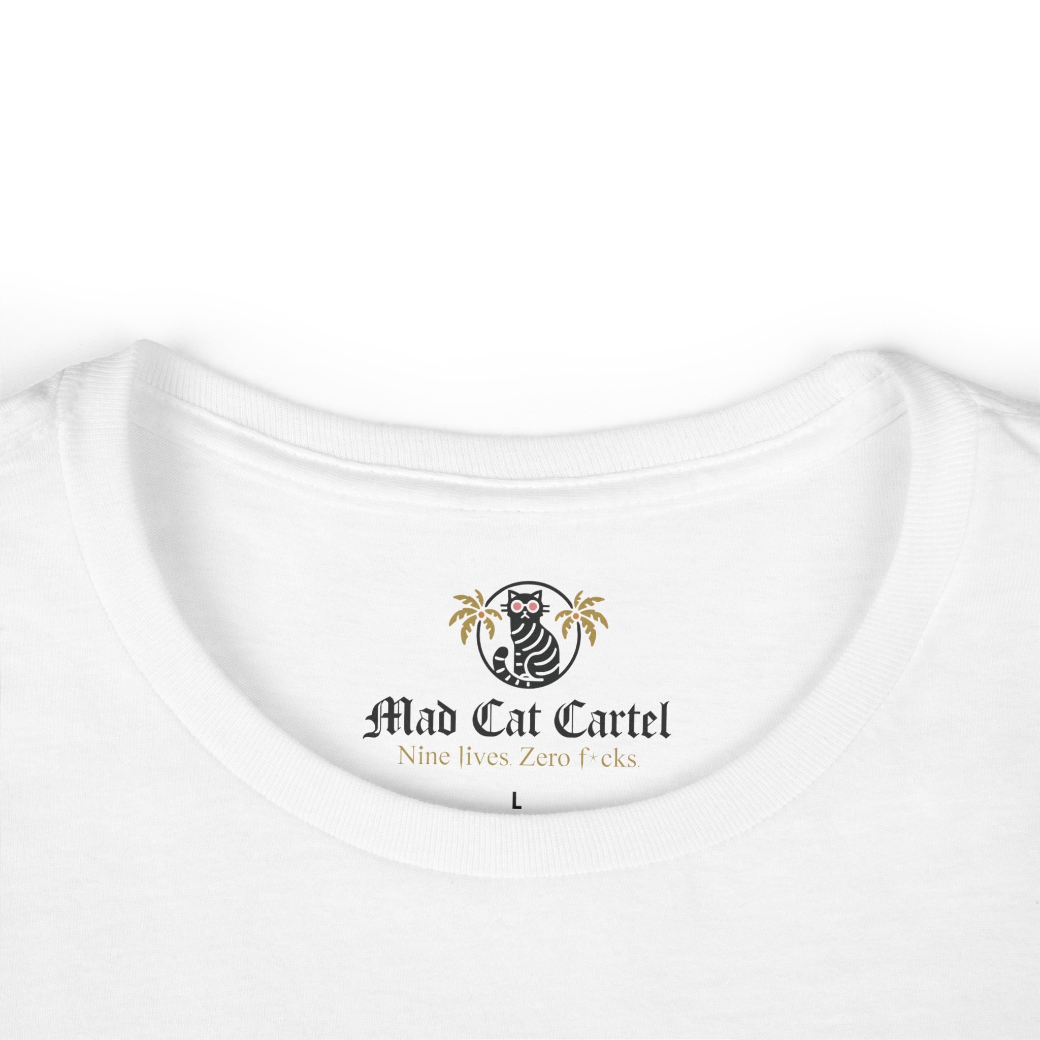 White t shirts with cats on them folded neckline detail