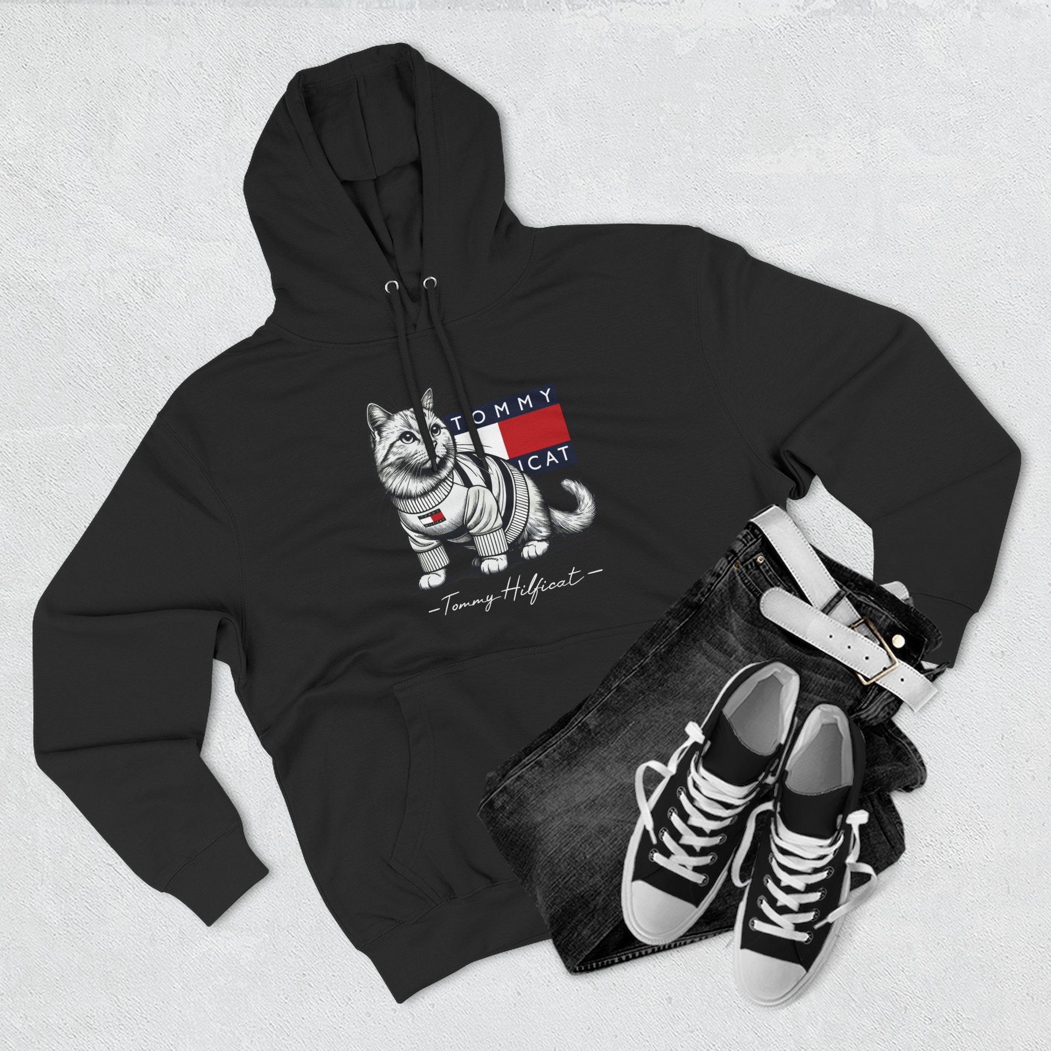 Tommy Hilficat Signature Purr Style Cat Graphic Hoodie