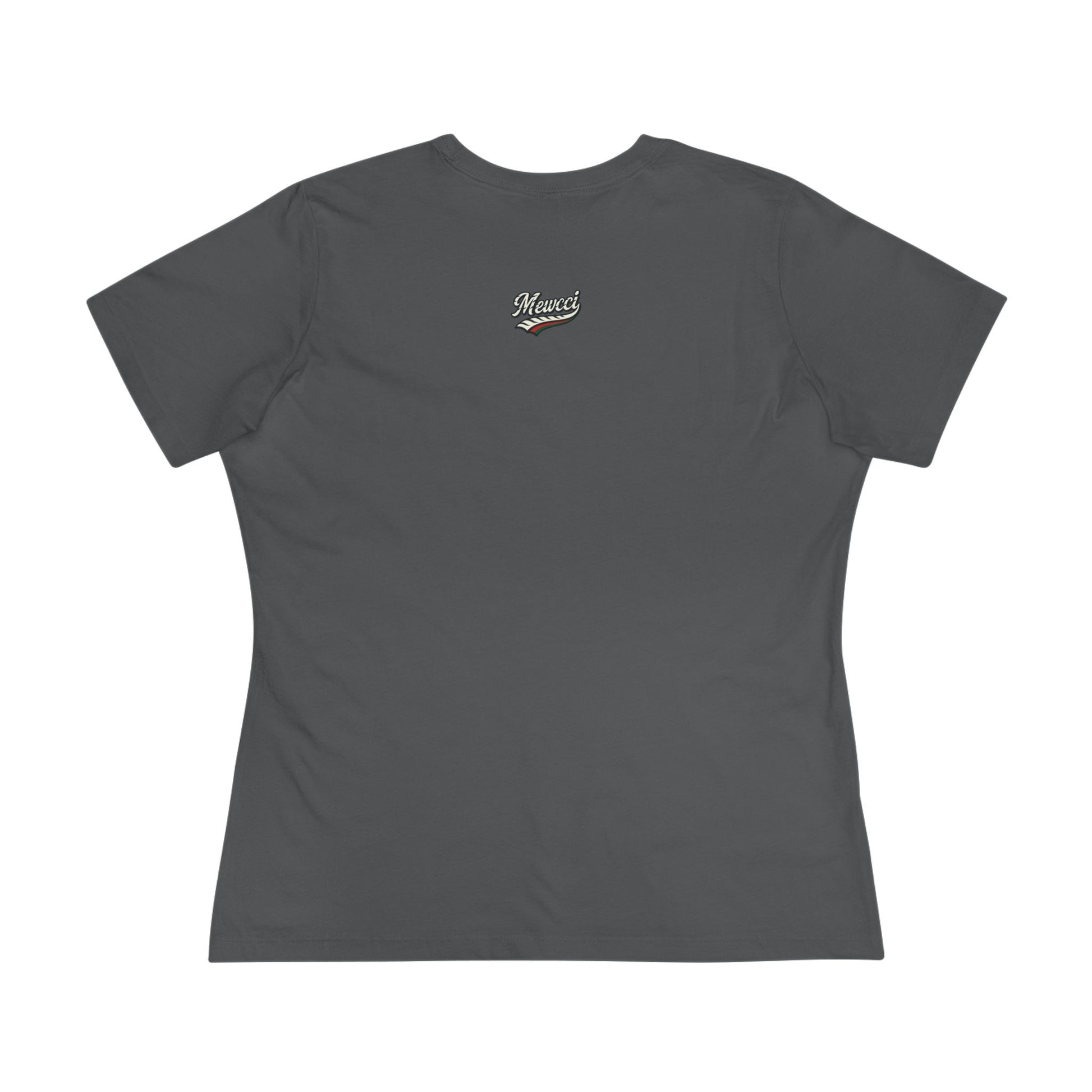 Gray women's t shirt flat lay back view funny cat tee shirts