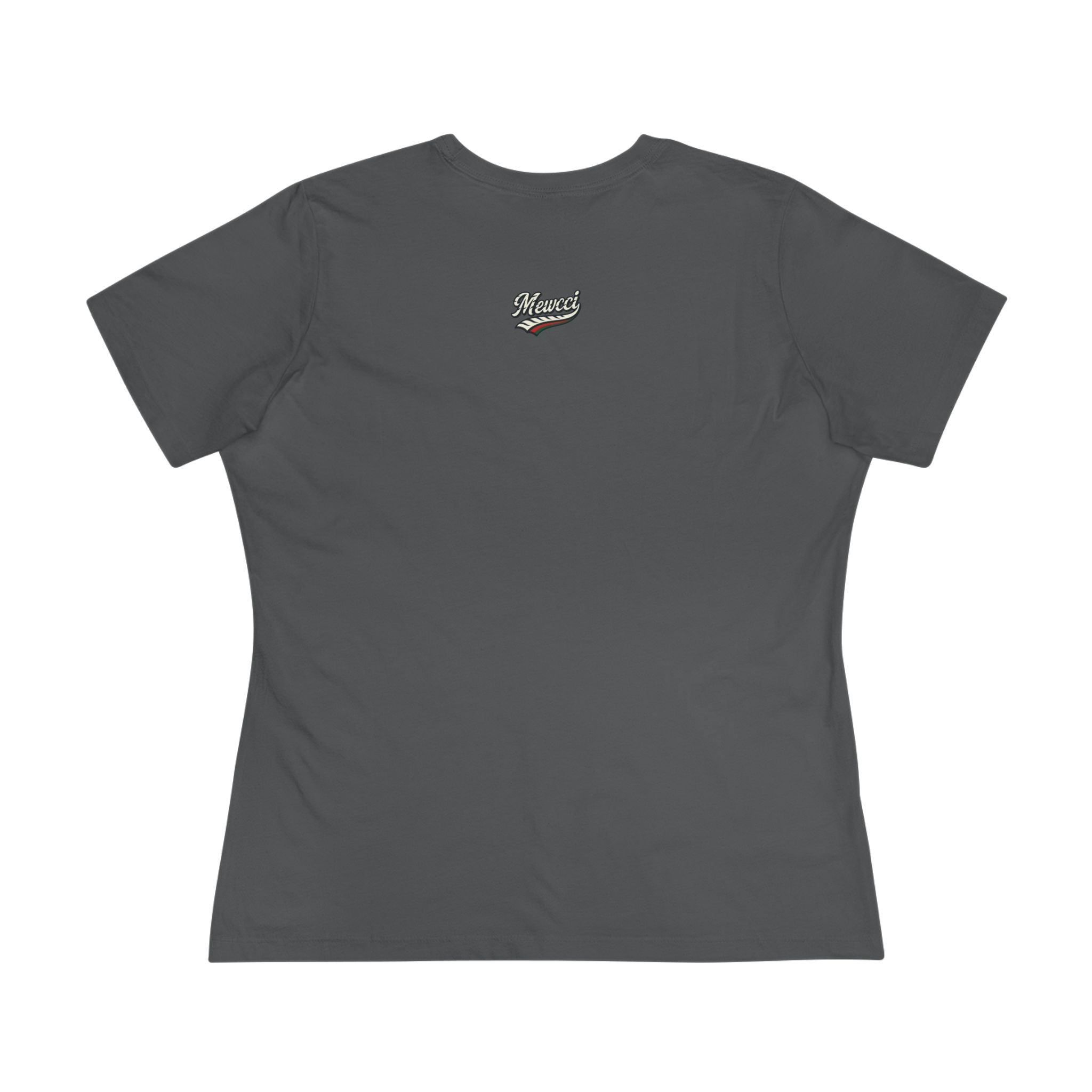 Gray women's t shirt flat lay back view funny cat tee shirts