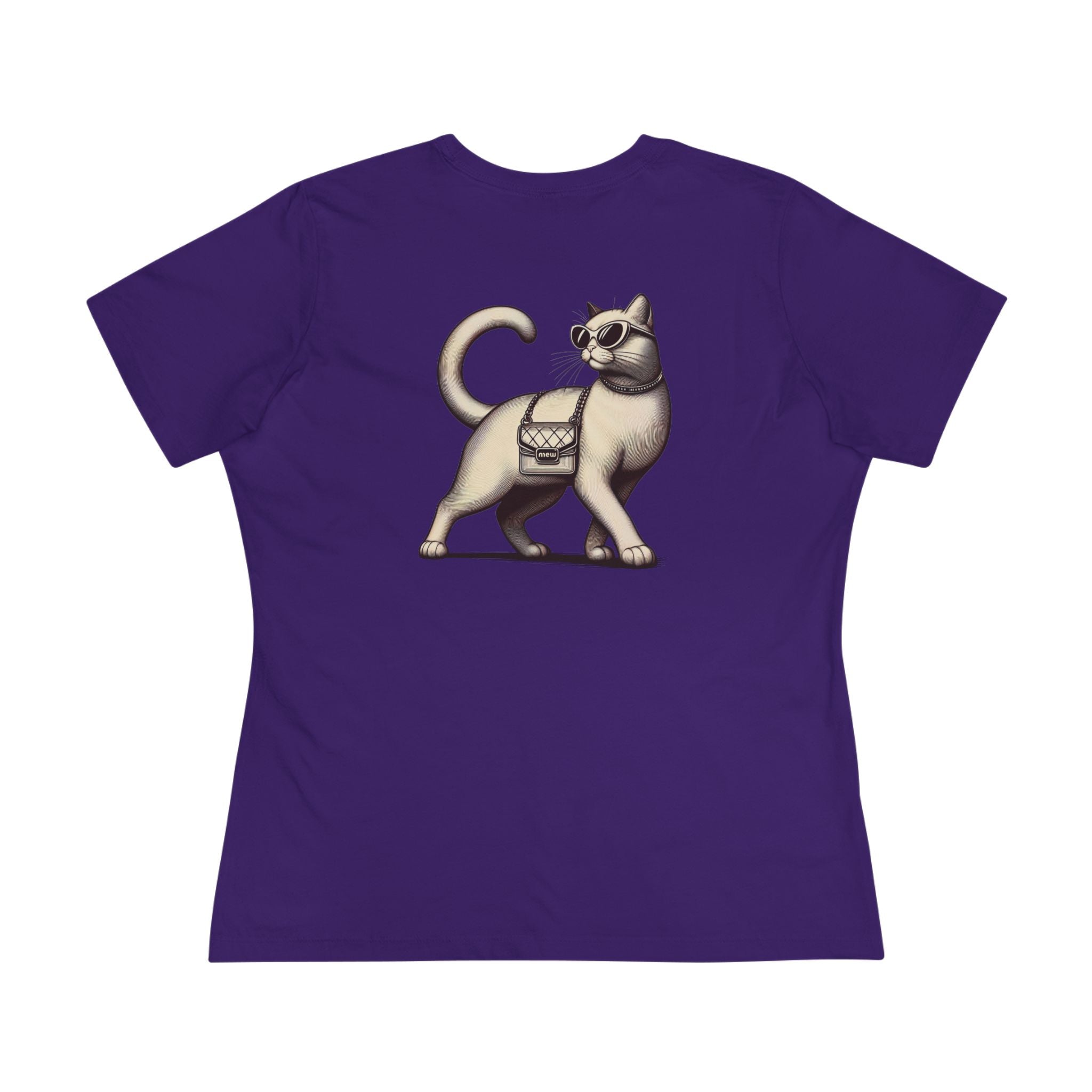 Purple t shirt back view cat themed shirts