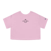 Dolce & Catbbana x Champion D&C Chest Logo Graphic Cat Women’s Cropped T Shirt in pink candy front view