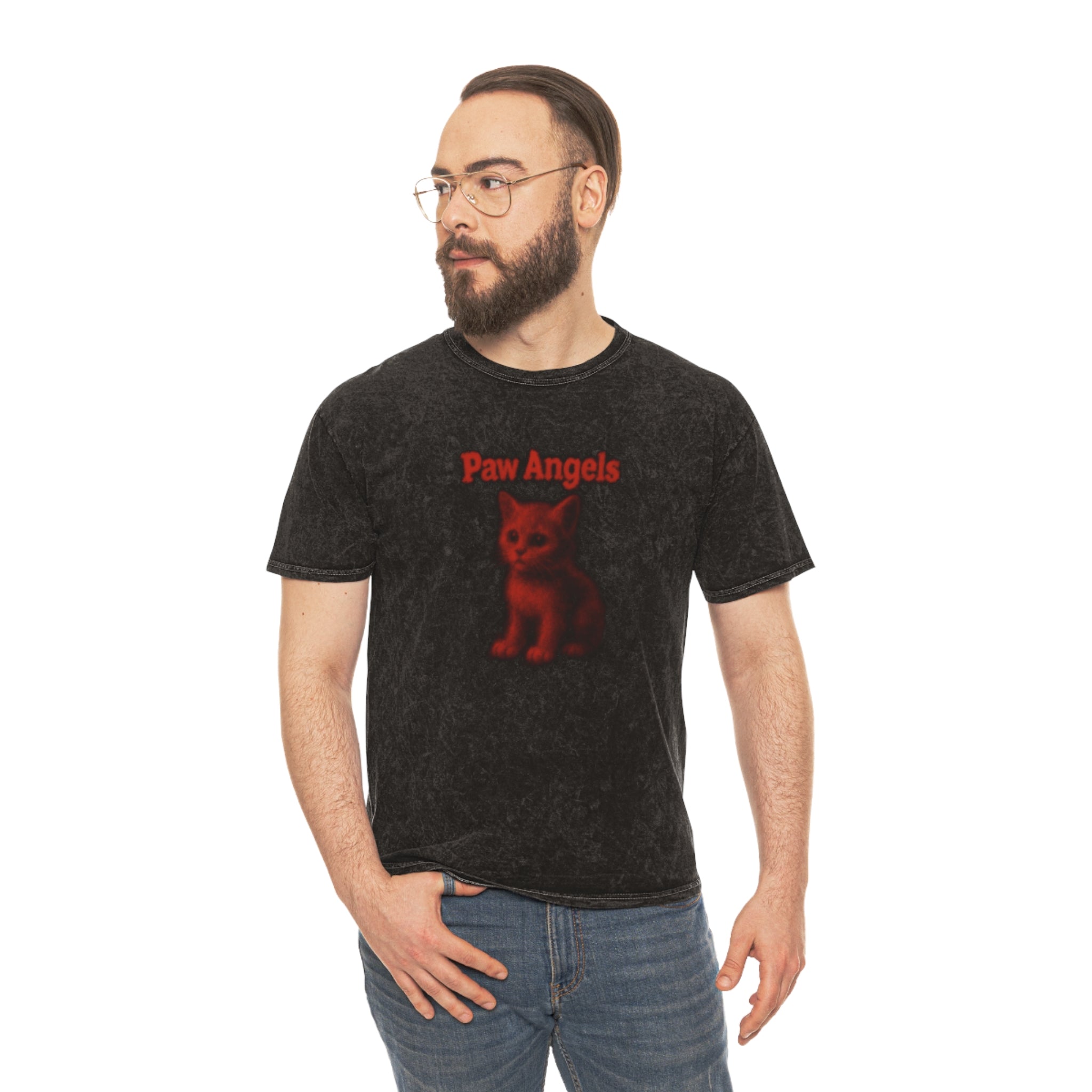 Paw Angels Red Kitty Aura Mineral Wash T Shirt