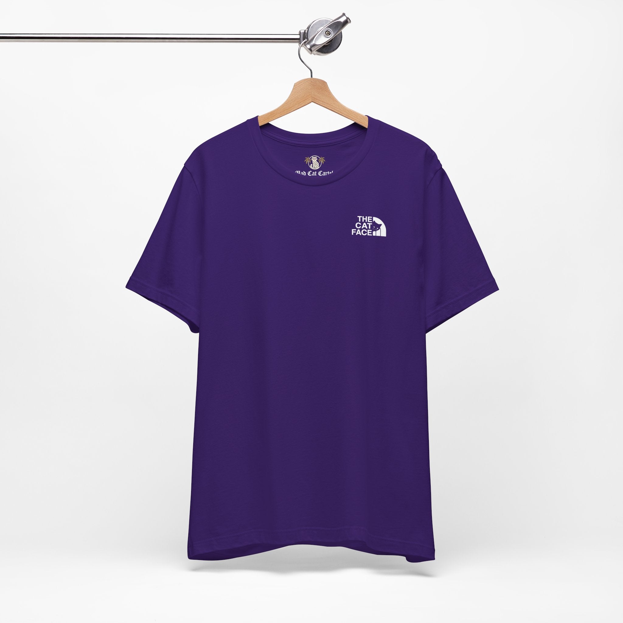 Parody t shirts team purple flat lay hanger