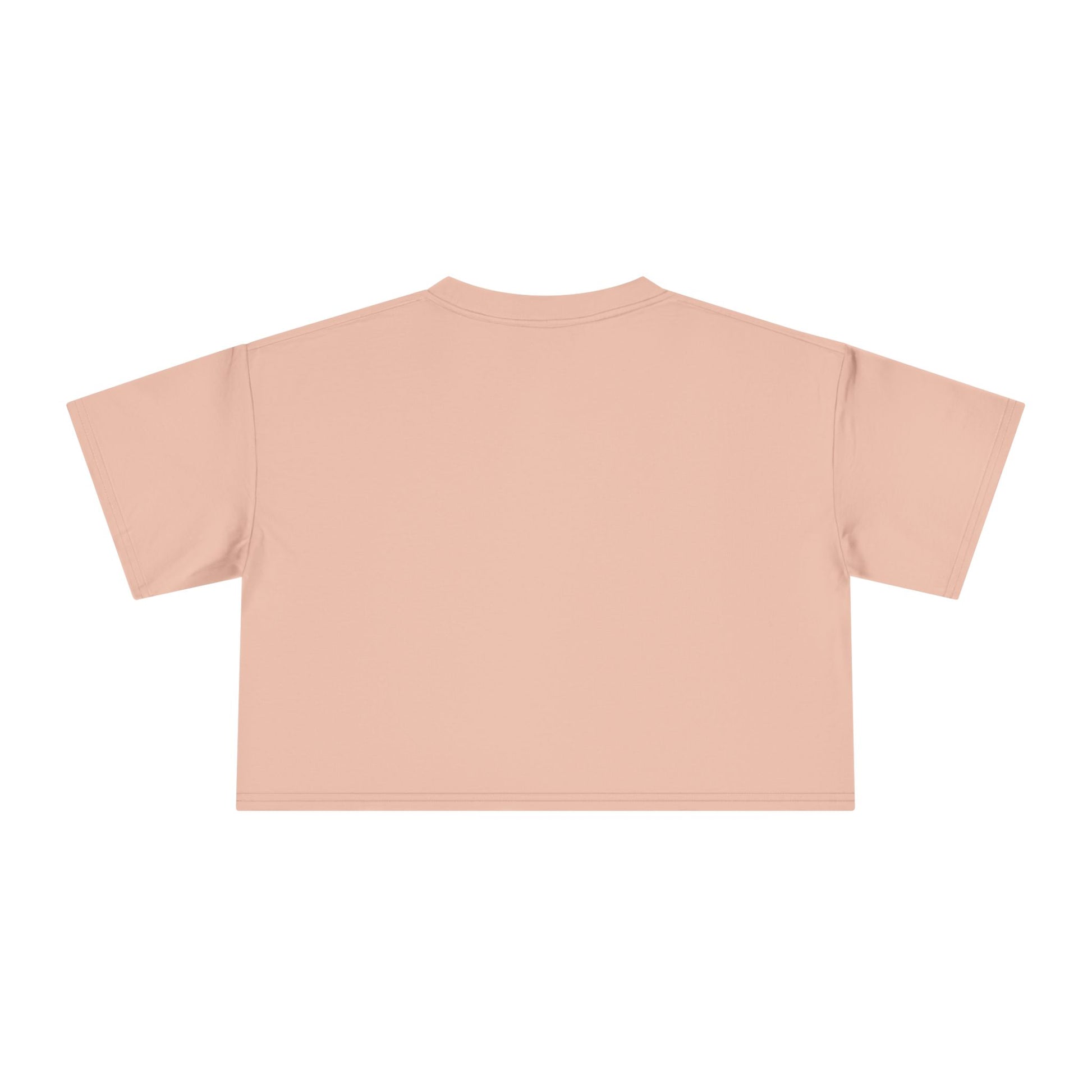 pale pink crop tee back view, ladies crop top for cat lovers