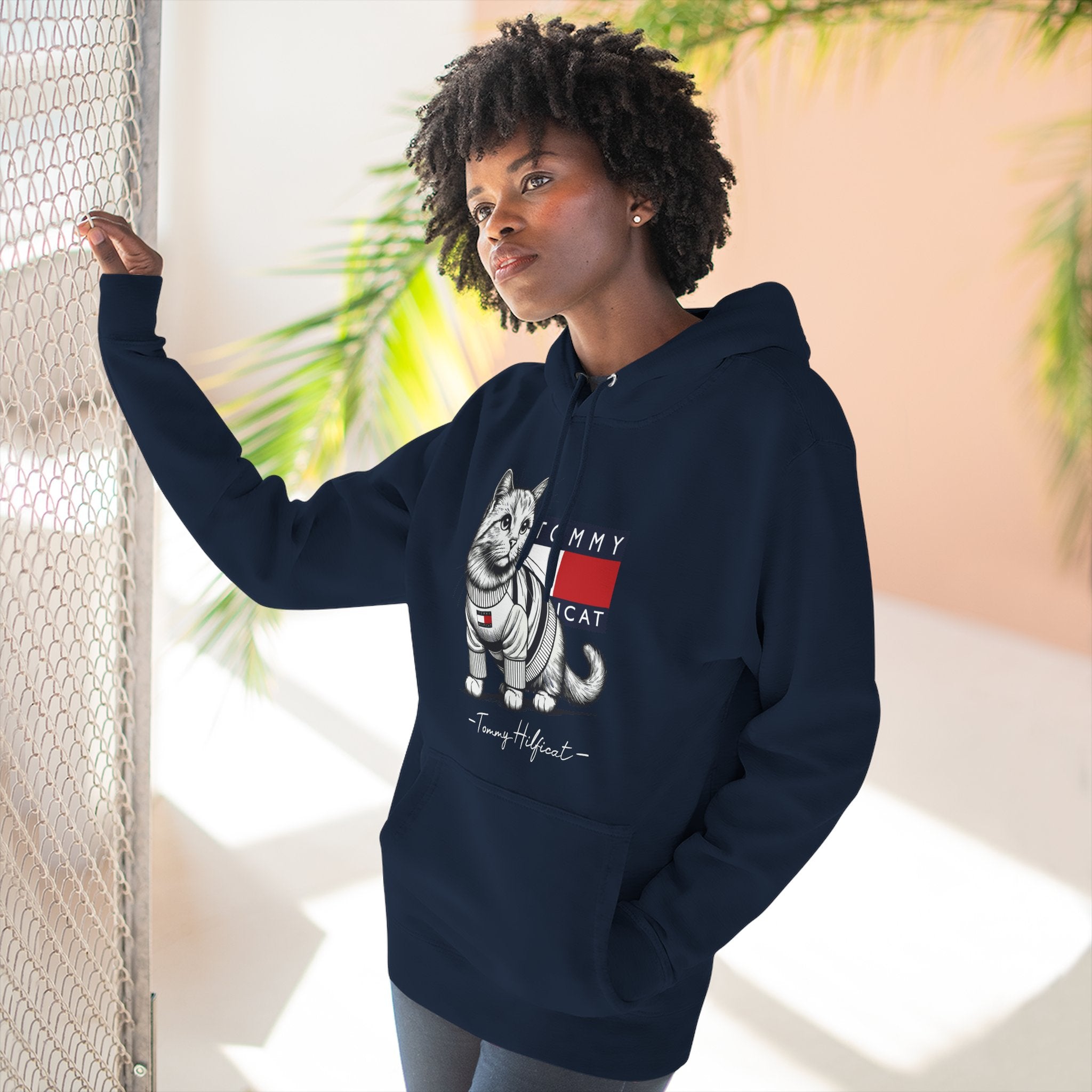 Tommy Hilficat Signature Purr Style Cat Graphic Hoodie