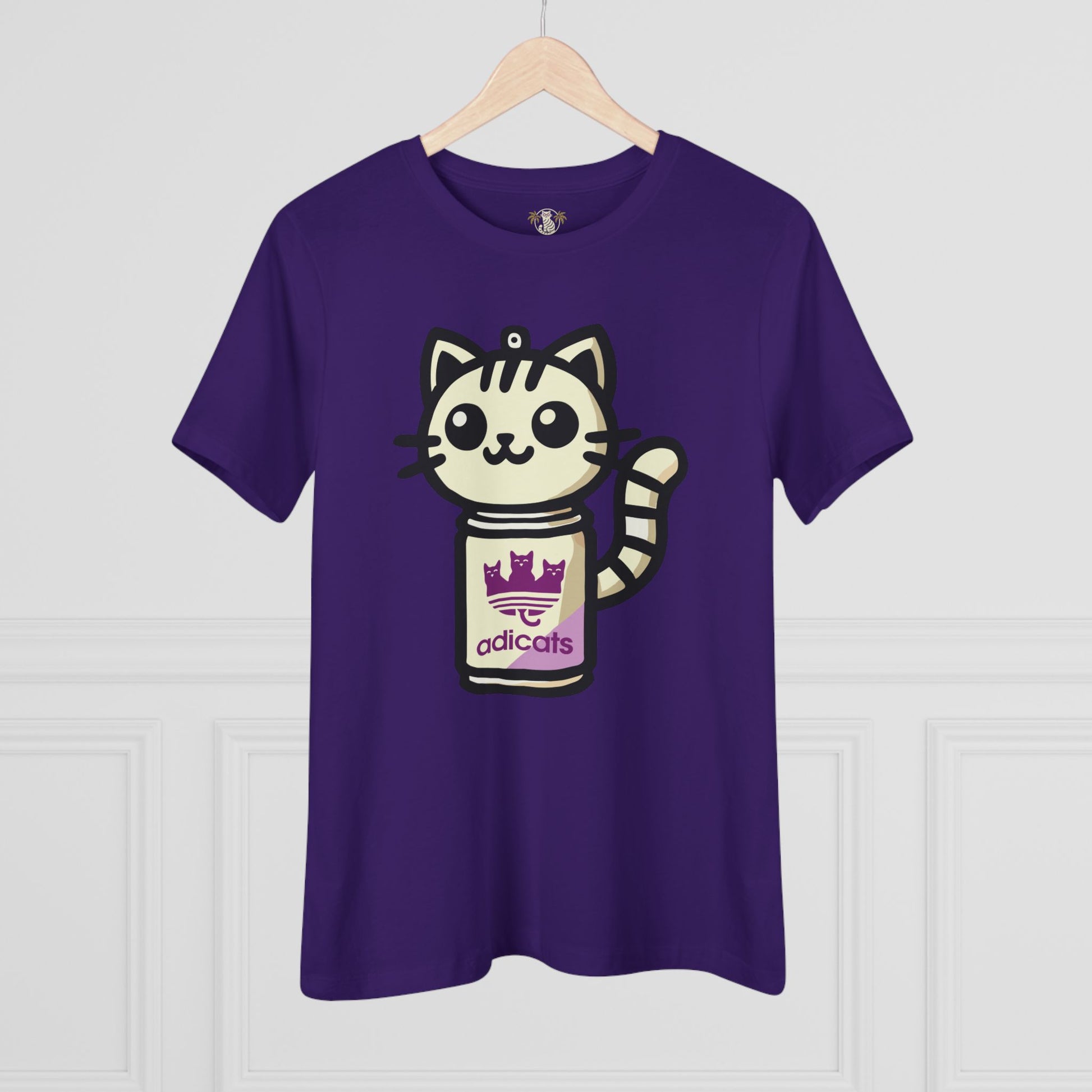 Team Purple cat lover shirt hanging front view
