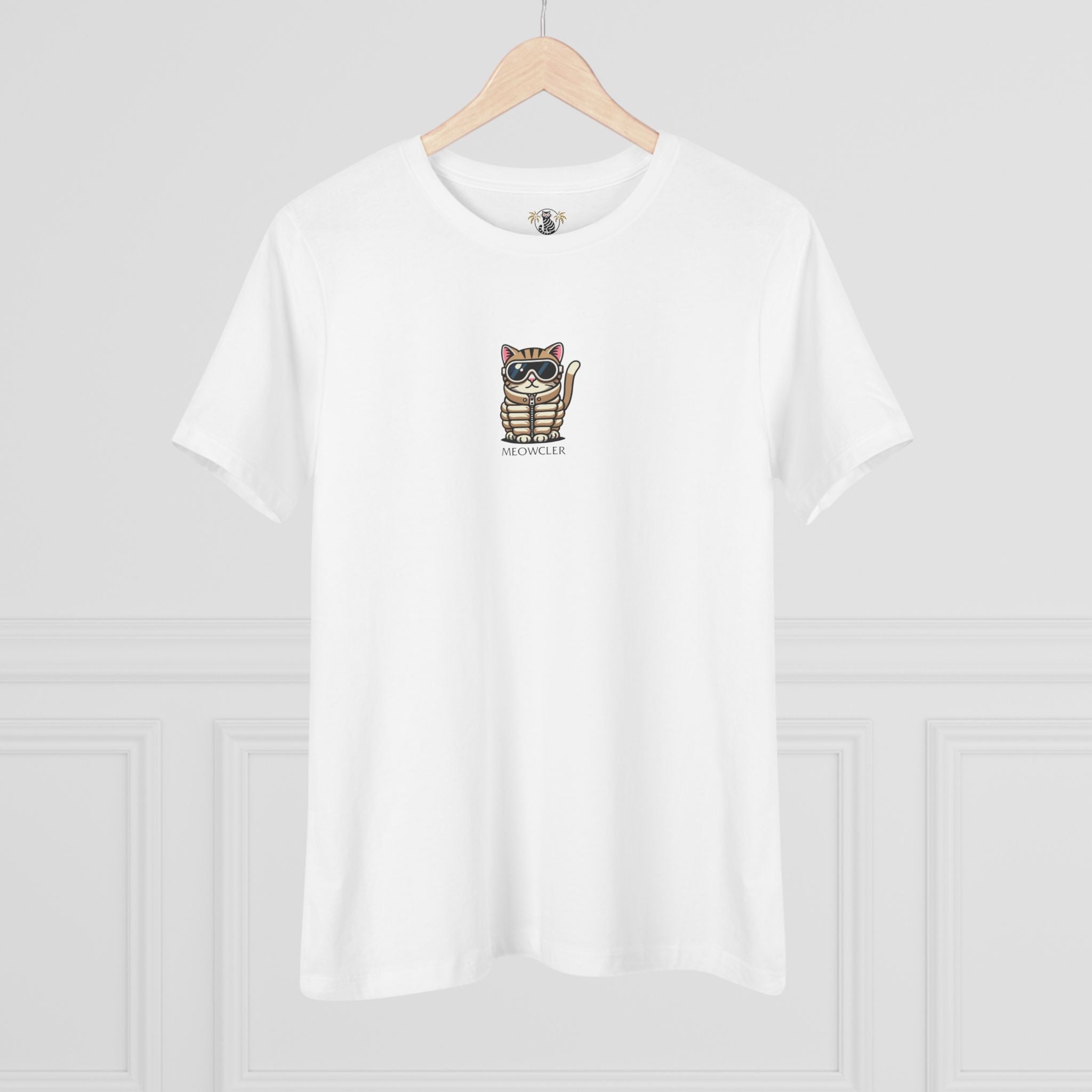 Hanging white women’s cat graphic t shirt