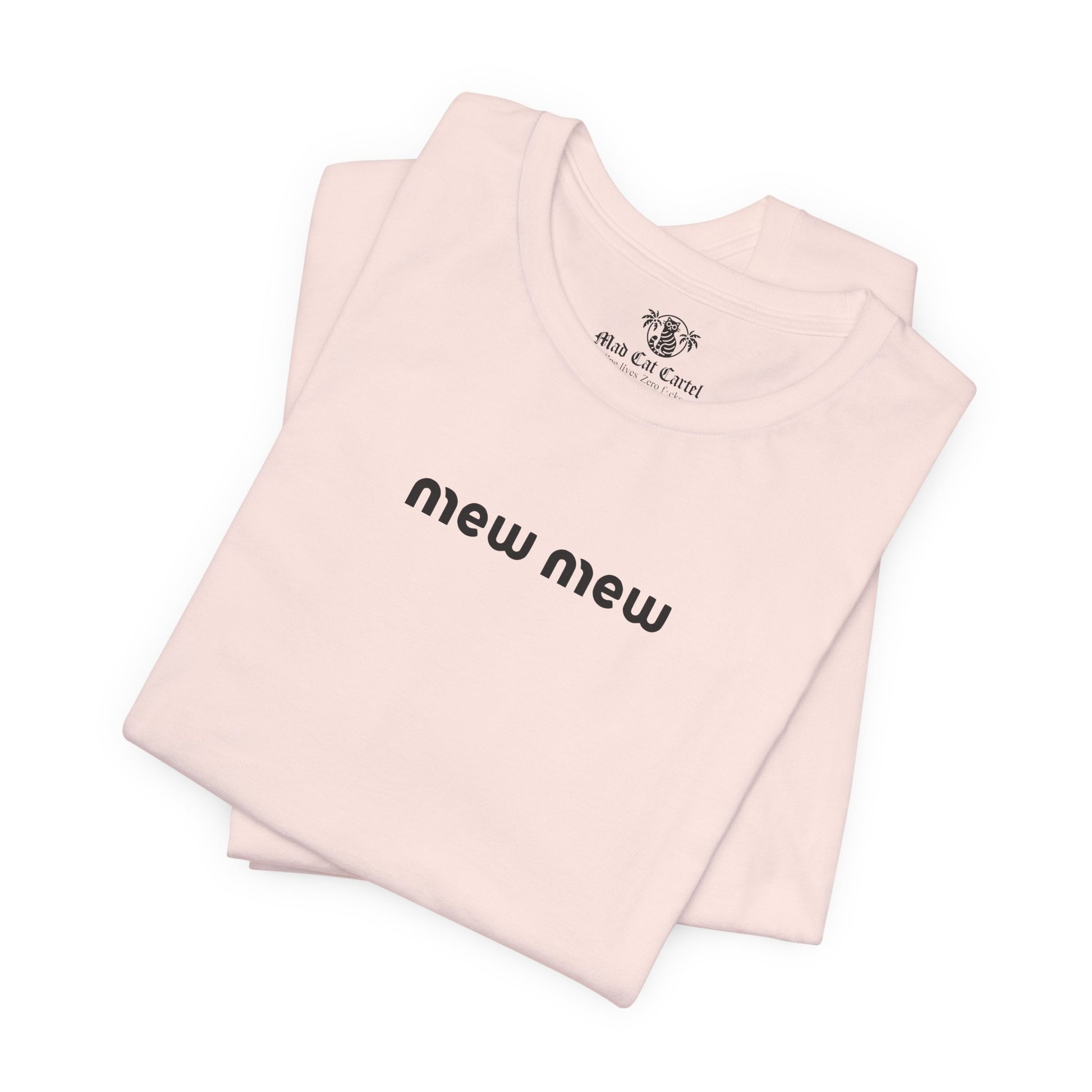 Folded Soft Pink Mew Mew Retro Gentlecat Graphic T-Shirt – cat lover shirts