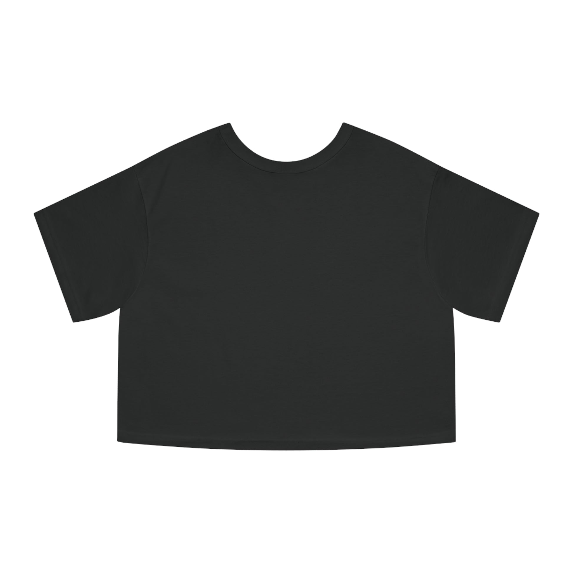 back view of Versacat women's black crop top, casual cotton fit, cat themed apparel