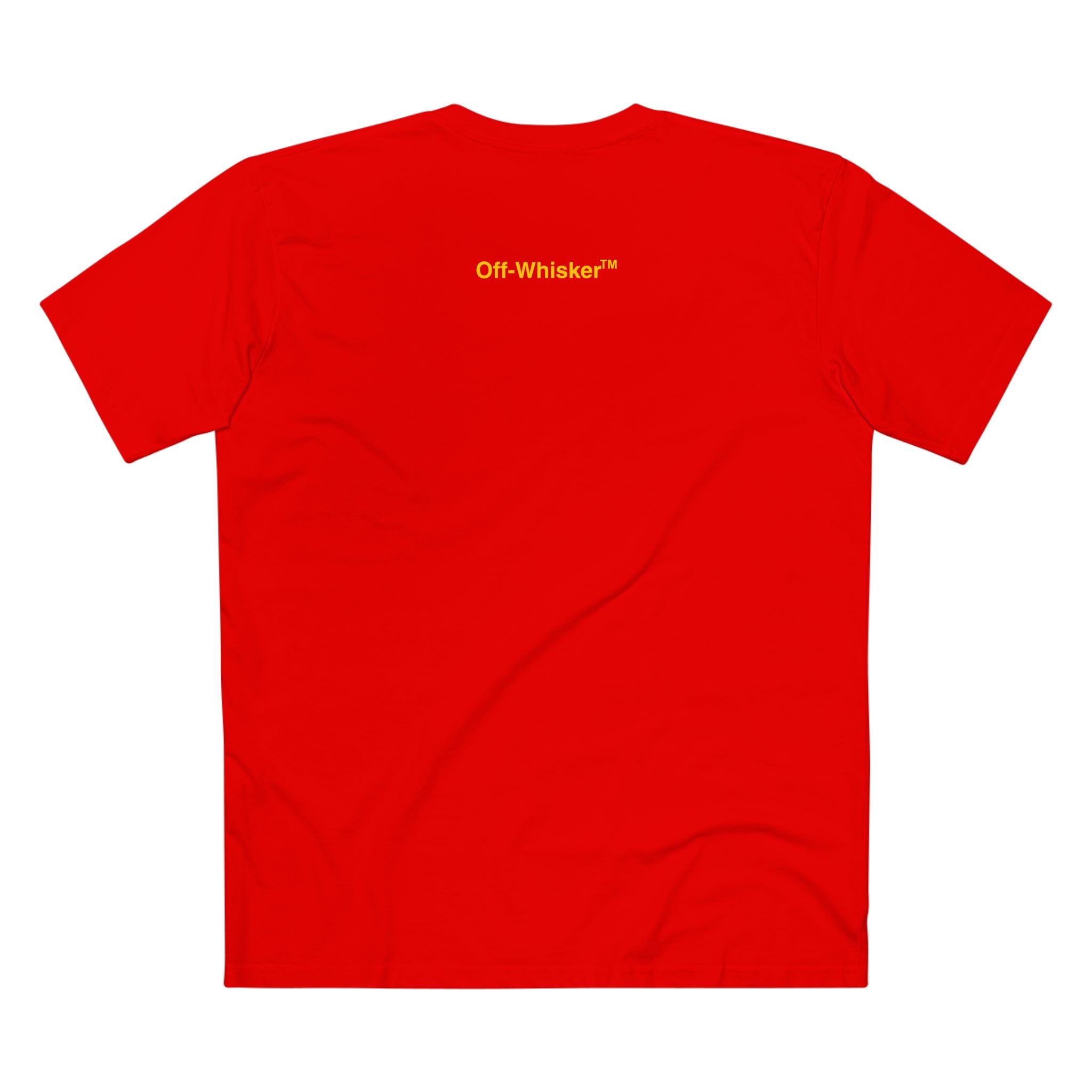 Back view of red Off-Whisker Industrial Drip cat lover t shirt – casual cat mens t shirt