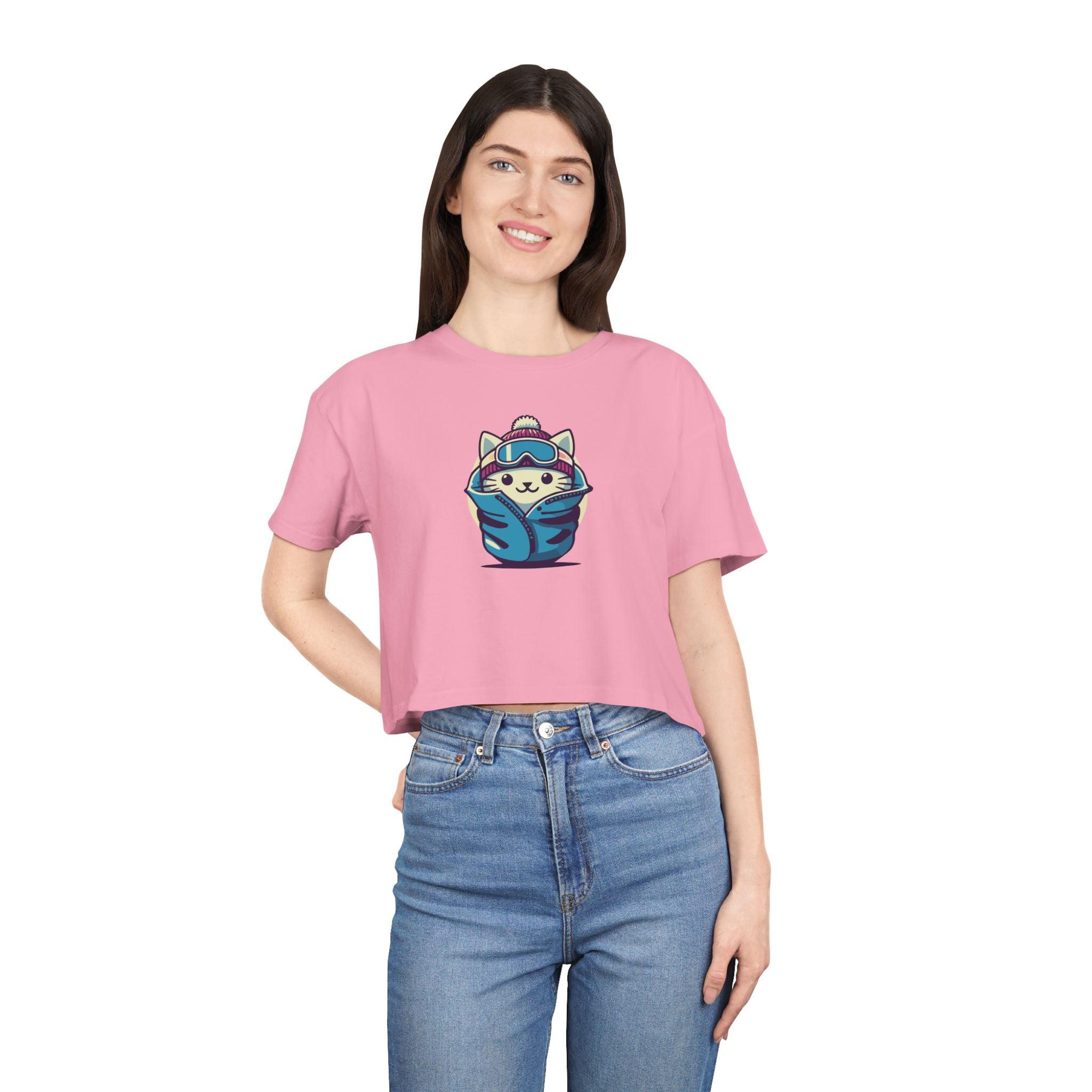 The Cat Face Apres Ski Kitty Women's Crop T Shirt