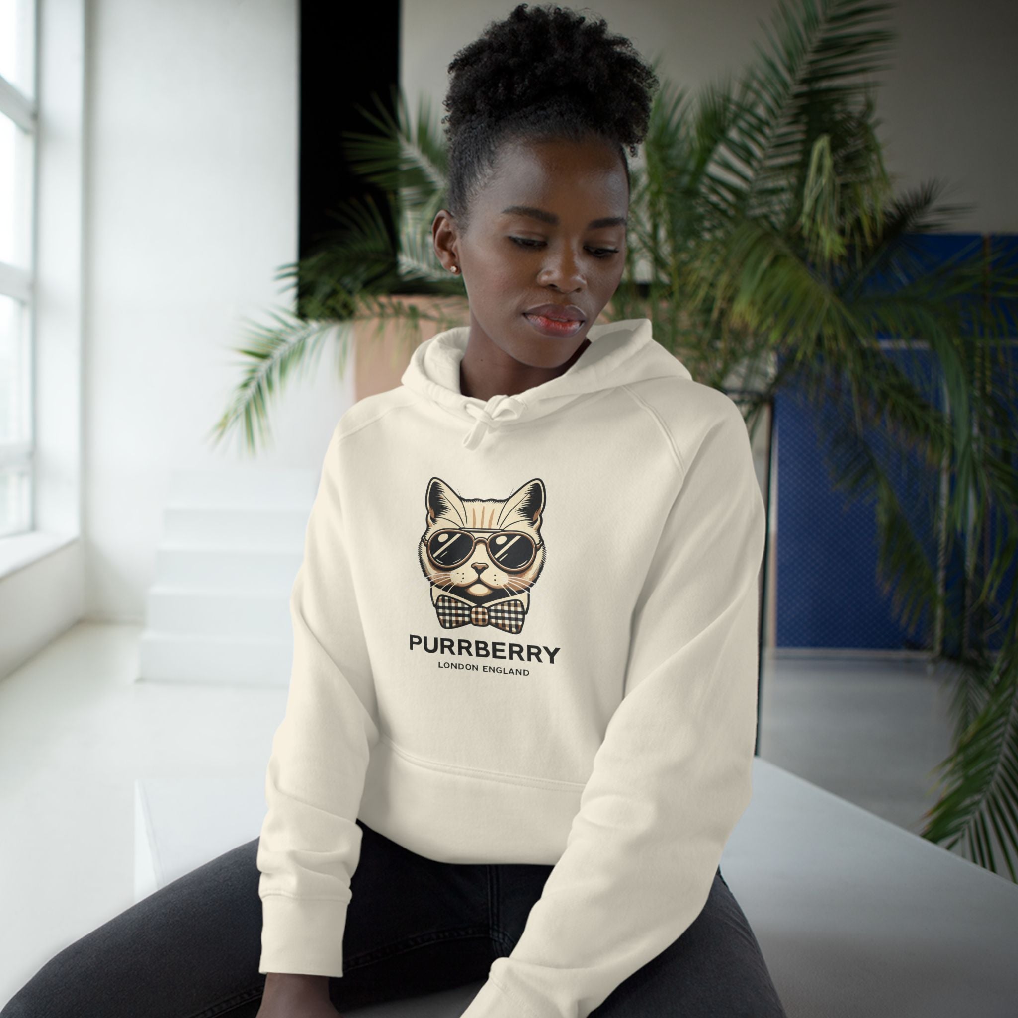 Purrberry Bowtie Icon Cat Graphic Hoodie