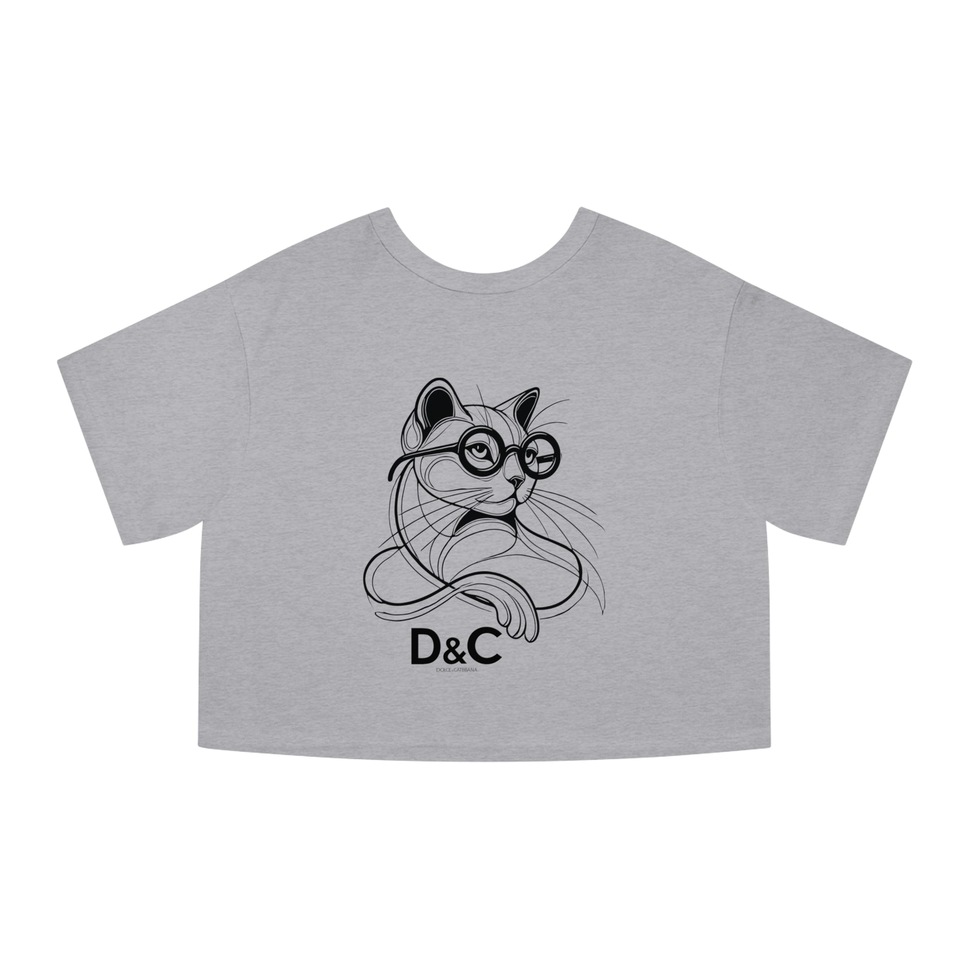 Oxford grey cropped cat t shirt women’s style front view
