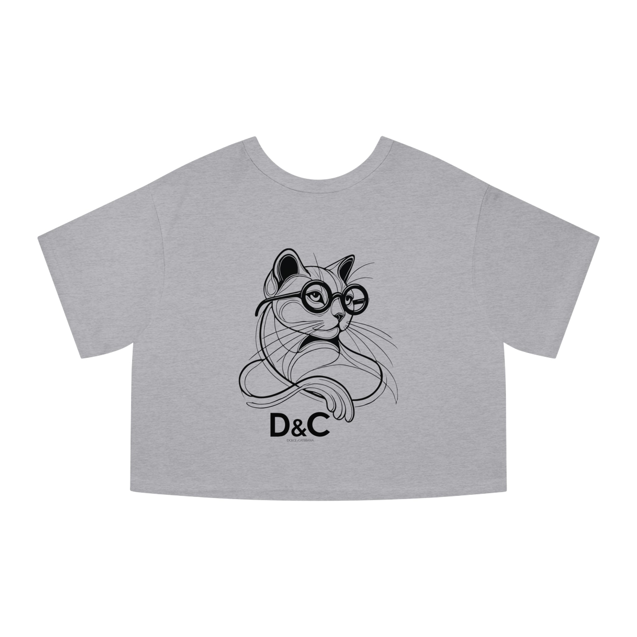 Oxford grey cropped cat t shirt women’s style front view