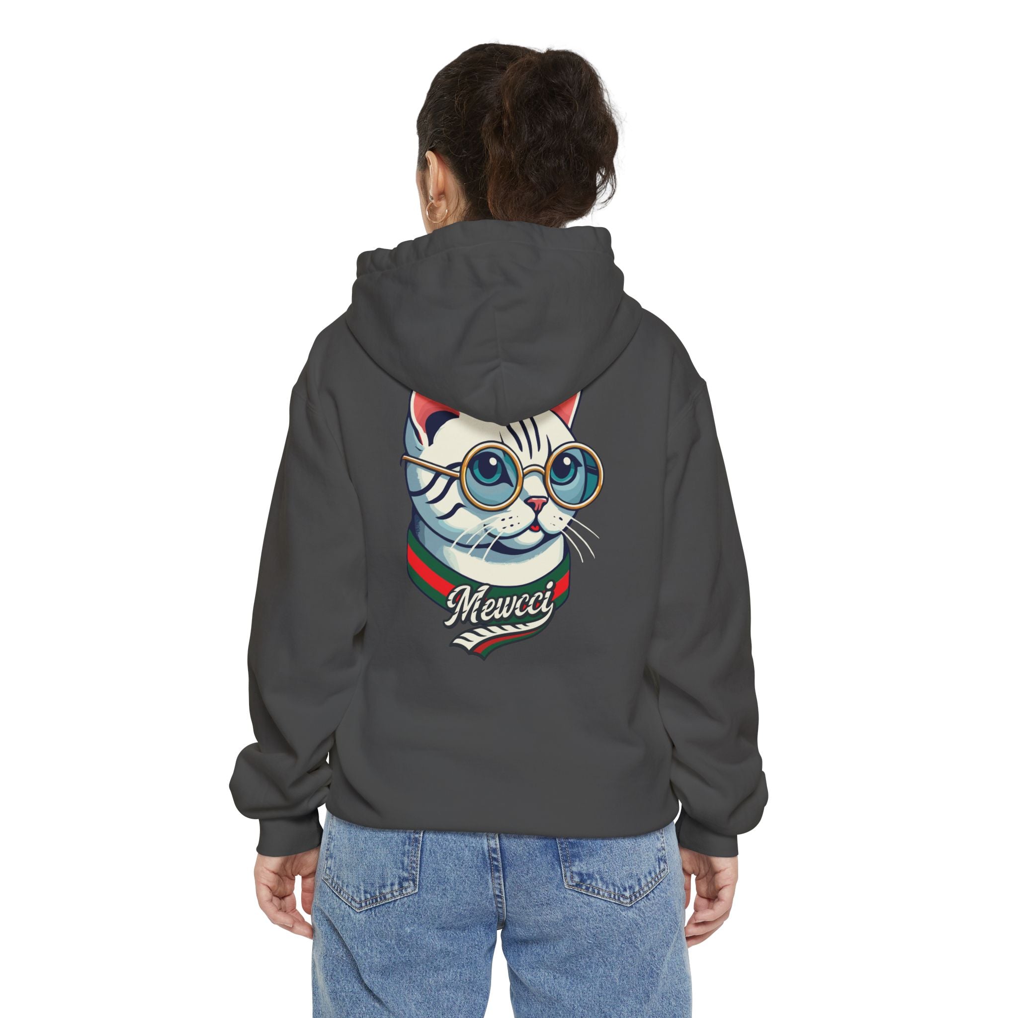 Mewcci Chest Logo Cat Icon Back Graphic Hoodie
