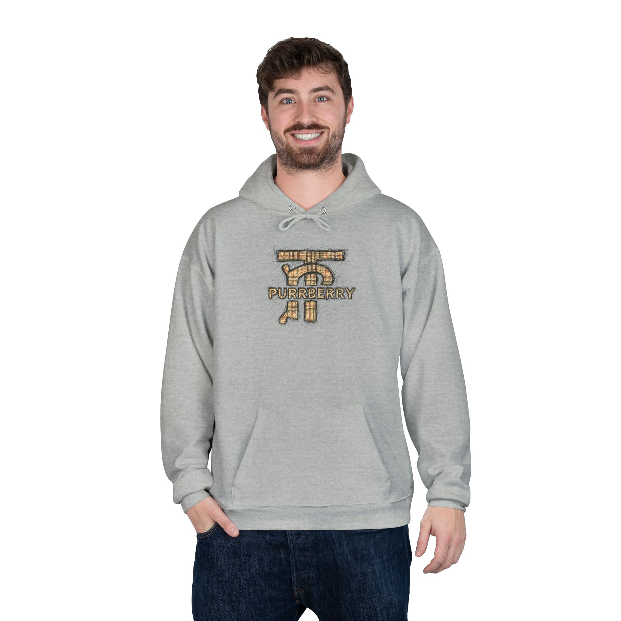 Purrberry Chest Sketch Logo Back Cat Graphic Hoodie
