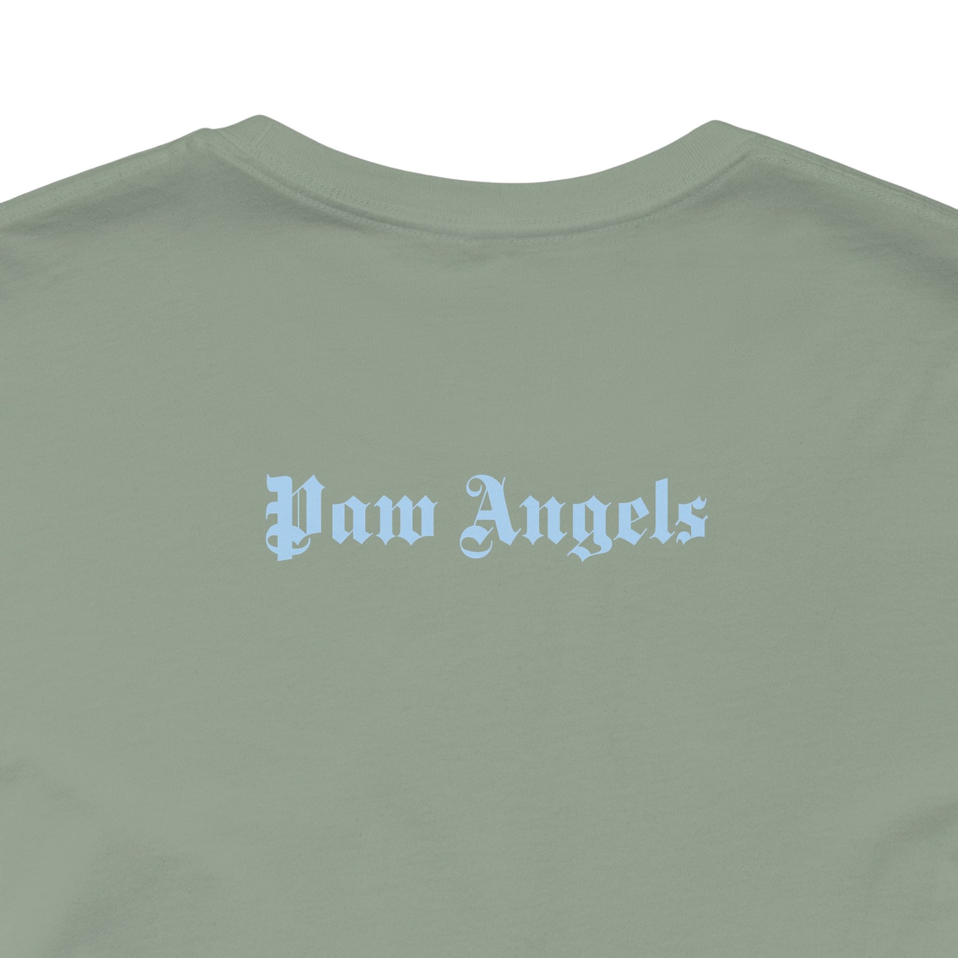 Sage back print t shirt with script – t shirt cat design