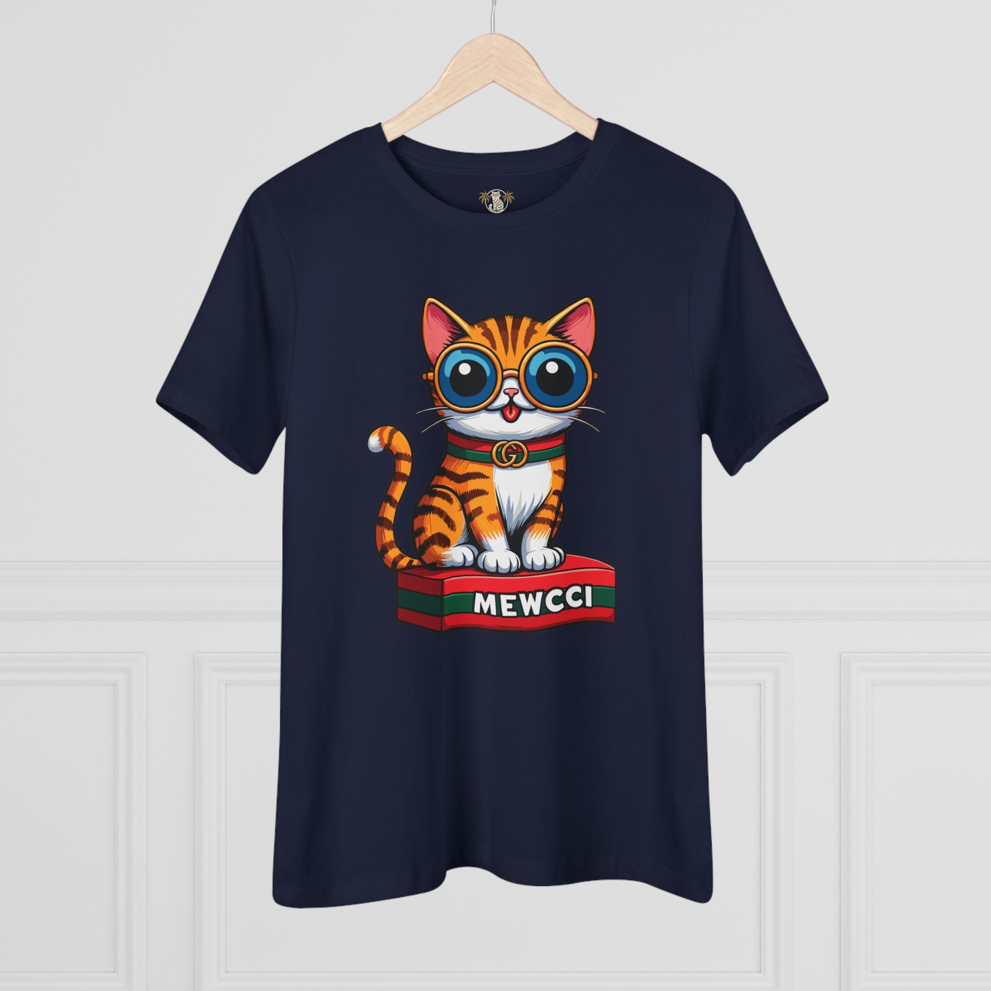 Cat shirt for women navy blue womens cat graphic tee flat