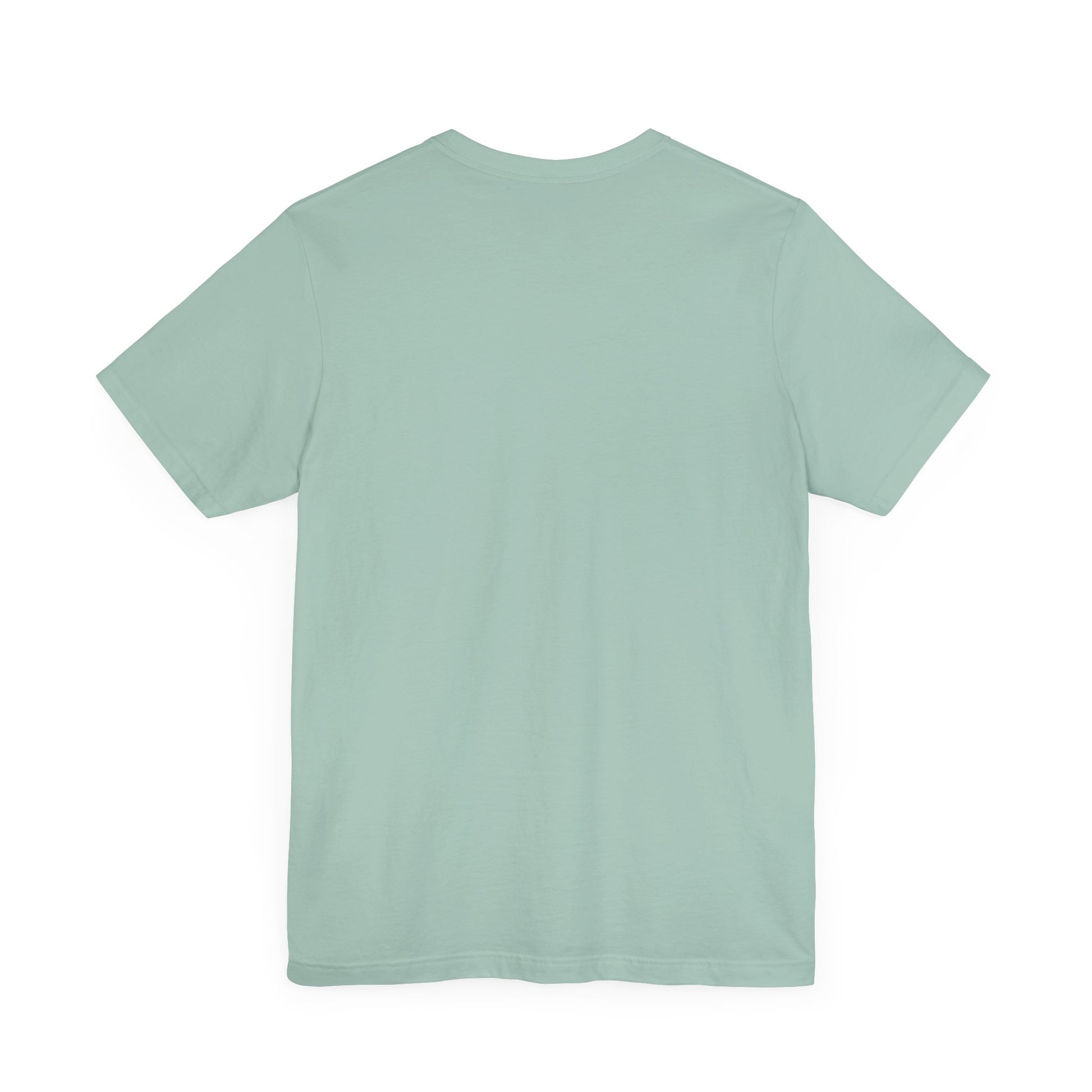 Mens cat shirts – dusty blue unisex tee, plain back, no graphic