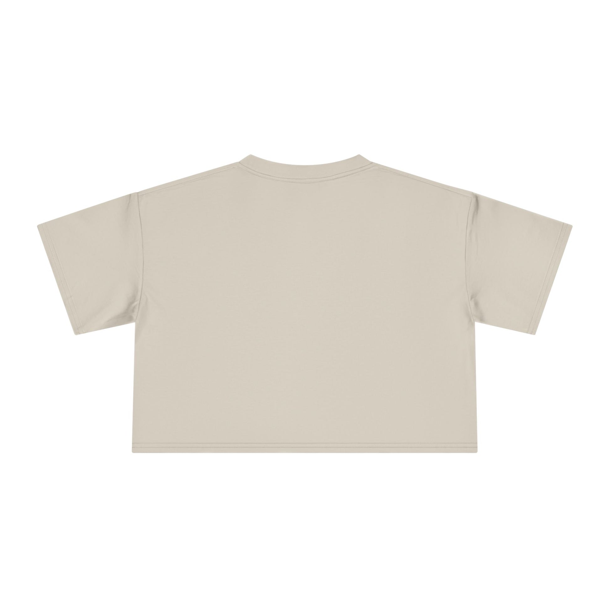 beige crop tee back view, casual women's crop top