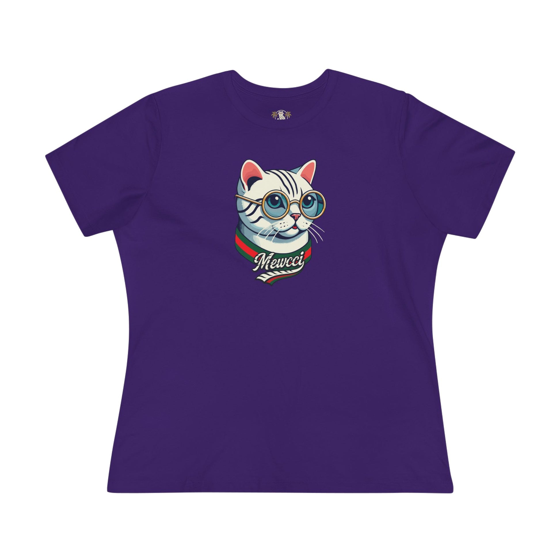 Team purple women's t shirt cat lady tee shirts front view