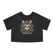 Versacat x Champion Baroque Bloom Graphic Black Cropped T Shirt