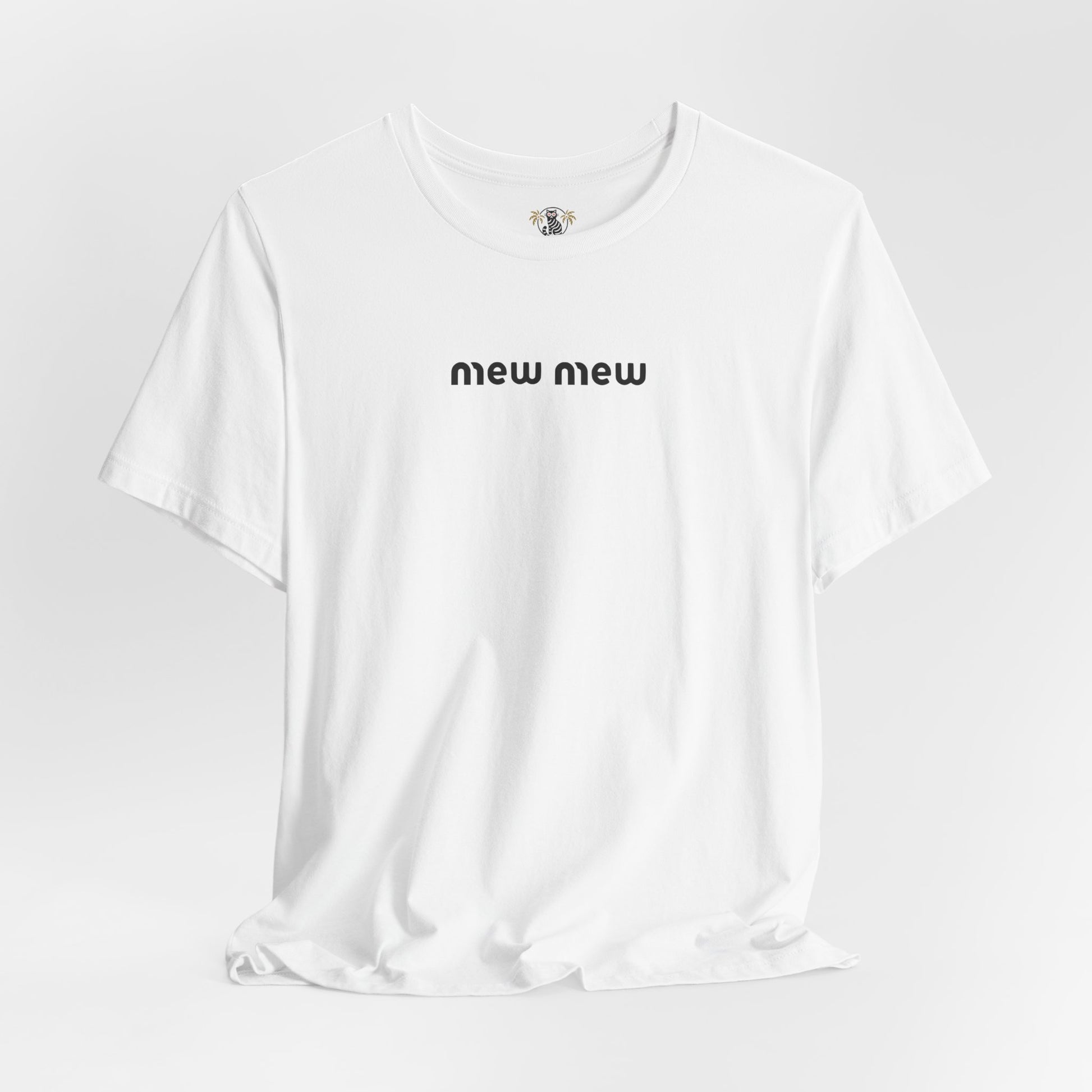 White Mew Mew Retro Graphic T-Shirt front view – cat t shirts for guys