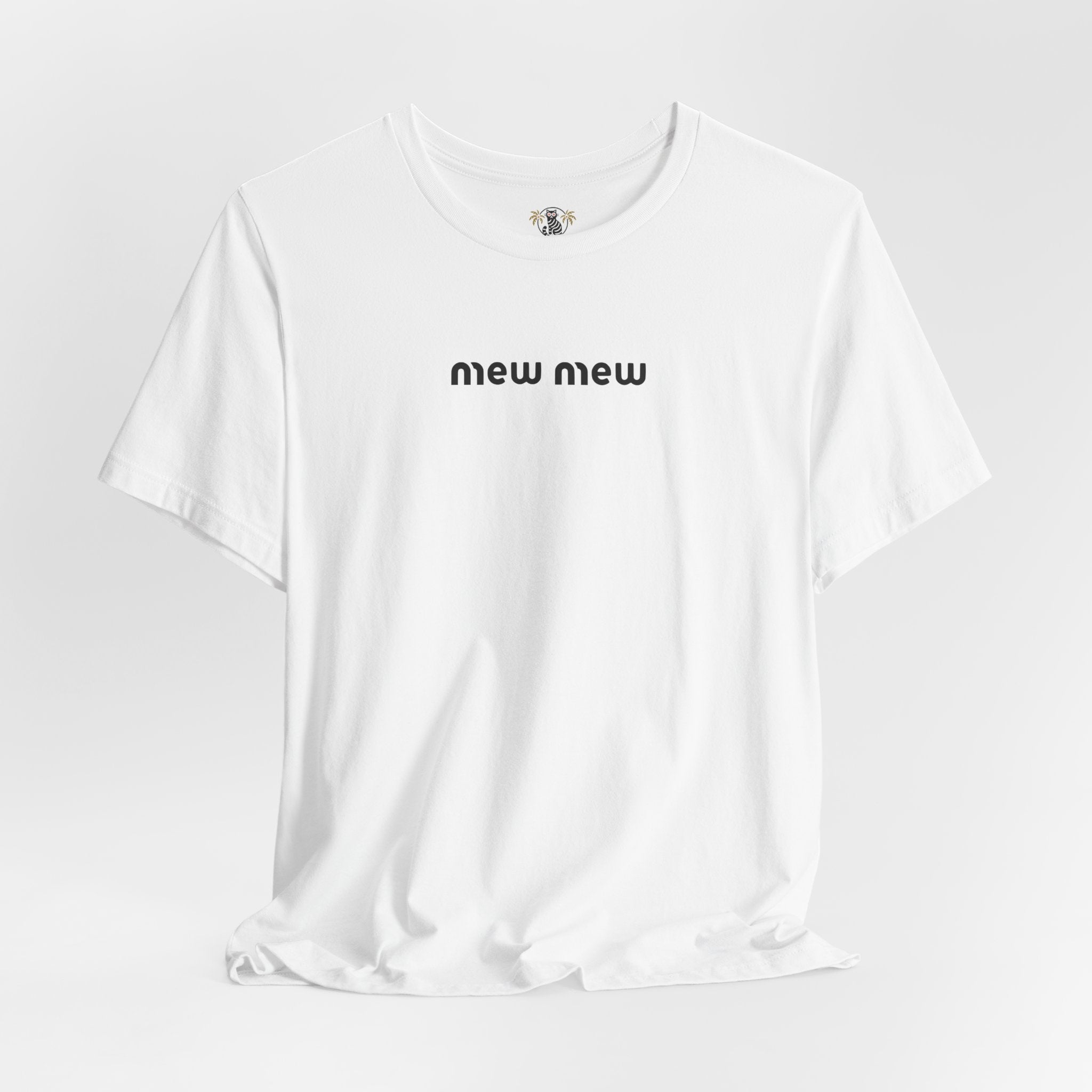 White Mew Mew Retro Graphic T-Shirt front view – cat t shirts for guys