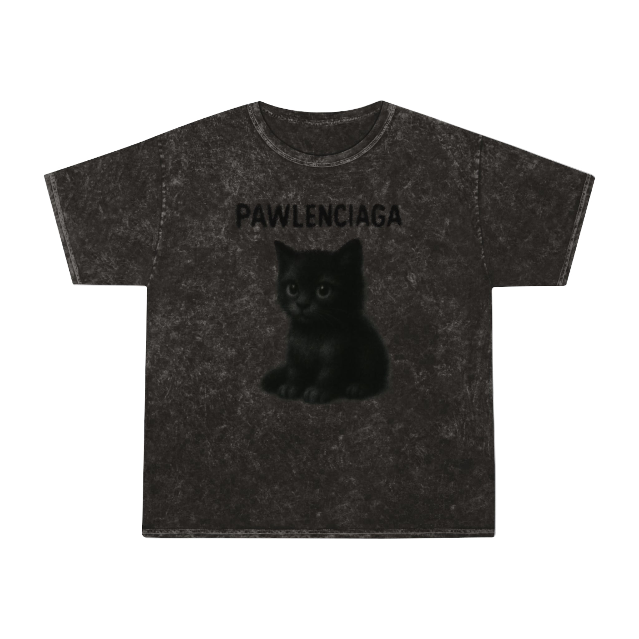 Pawlenciaga Black Kitty Graphic Mineral Wash T Shirt