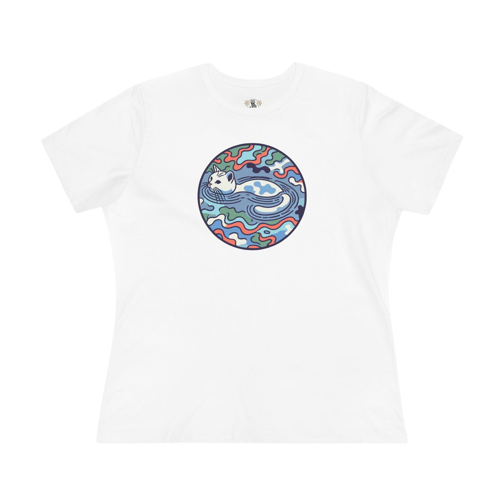 White cat shirts for women front view flat lay