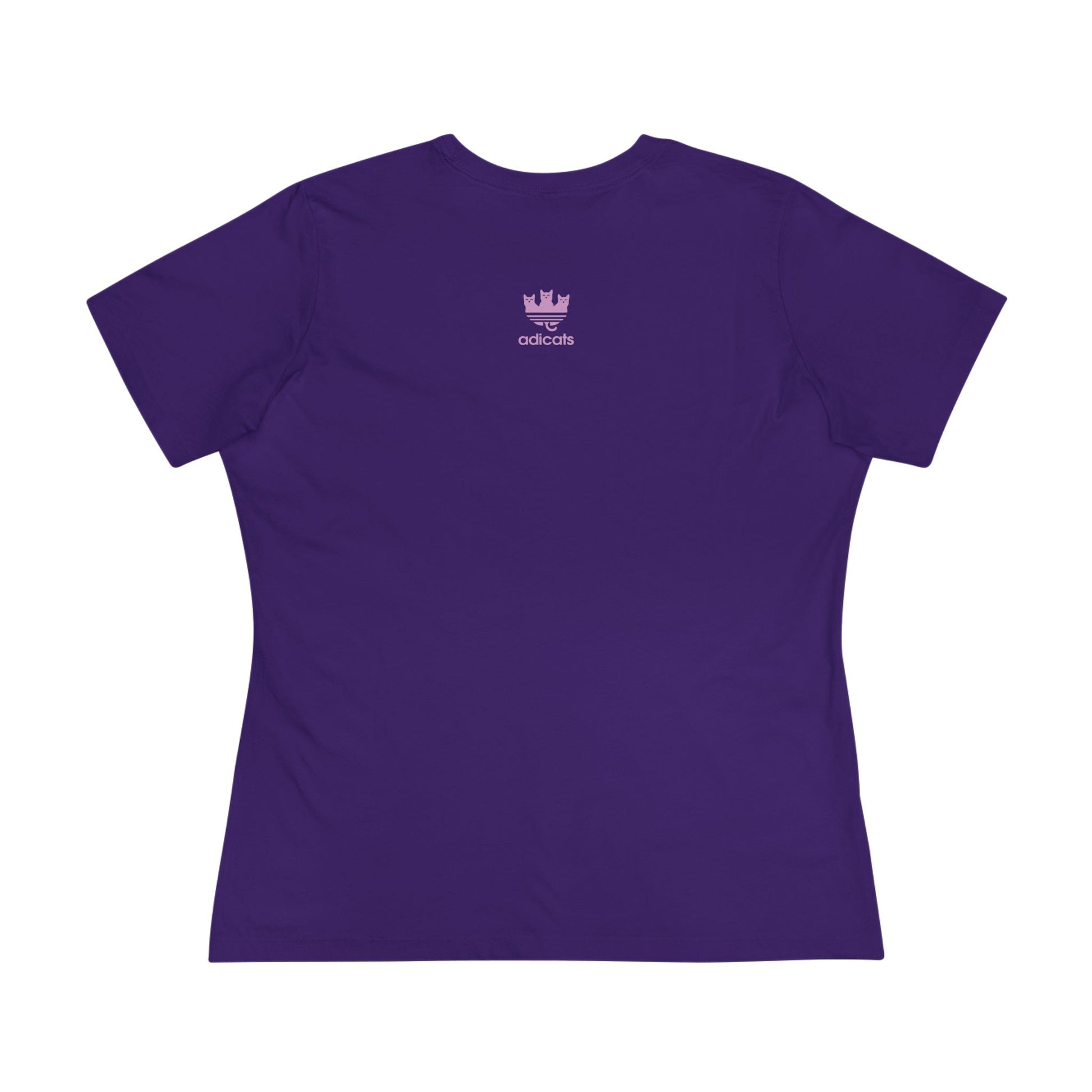 Team Purple cat lady tee back logo flat lay