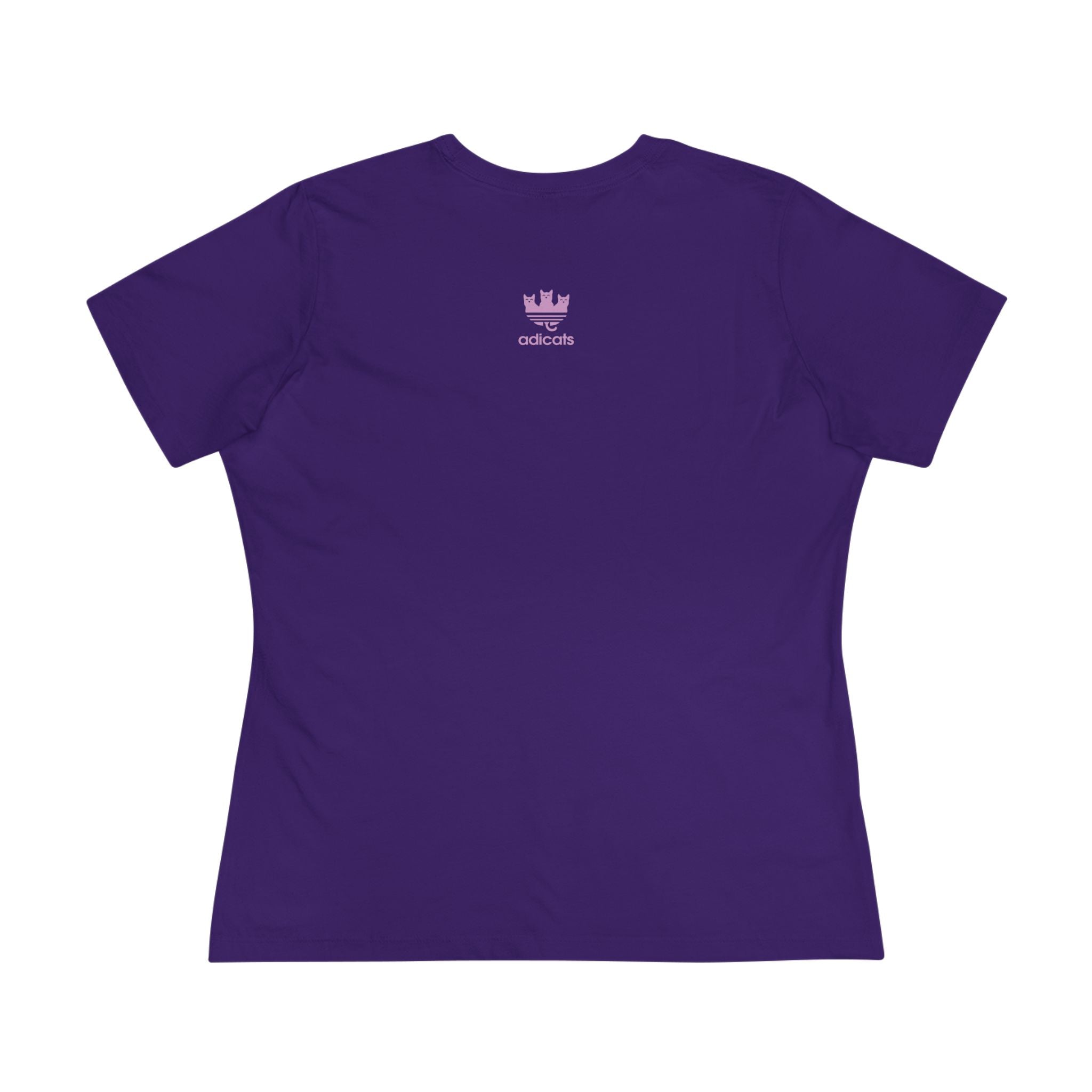 Team Purple cat lady tee back logo flat lay