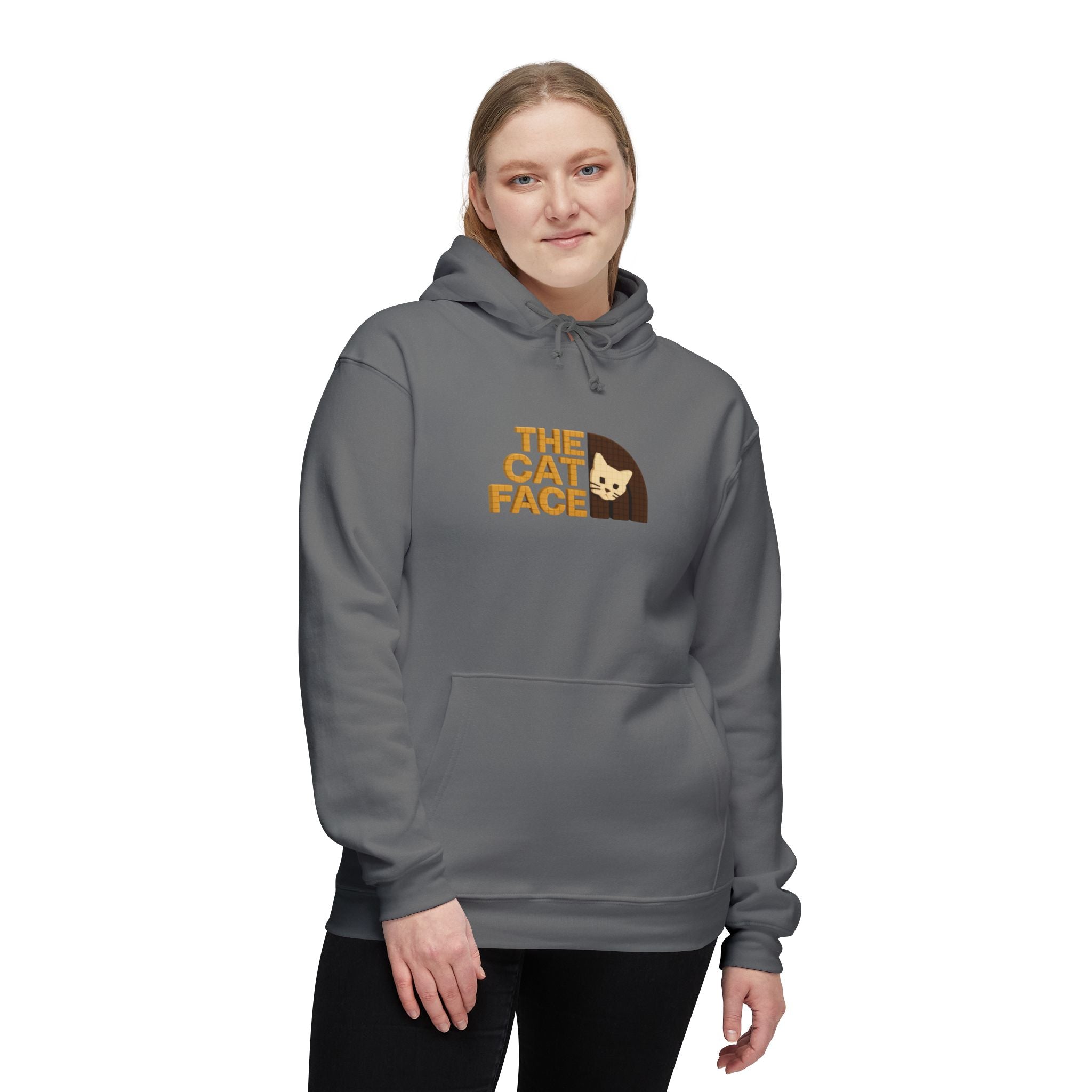The Cat Face 3D Wool Block Chest Logo & Back Cat Graphic Hoodie